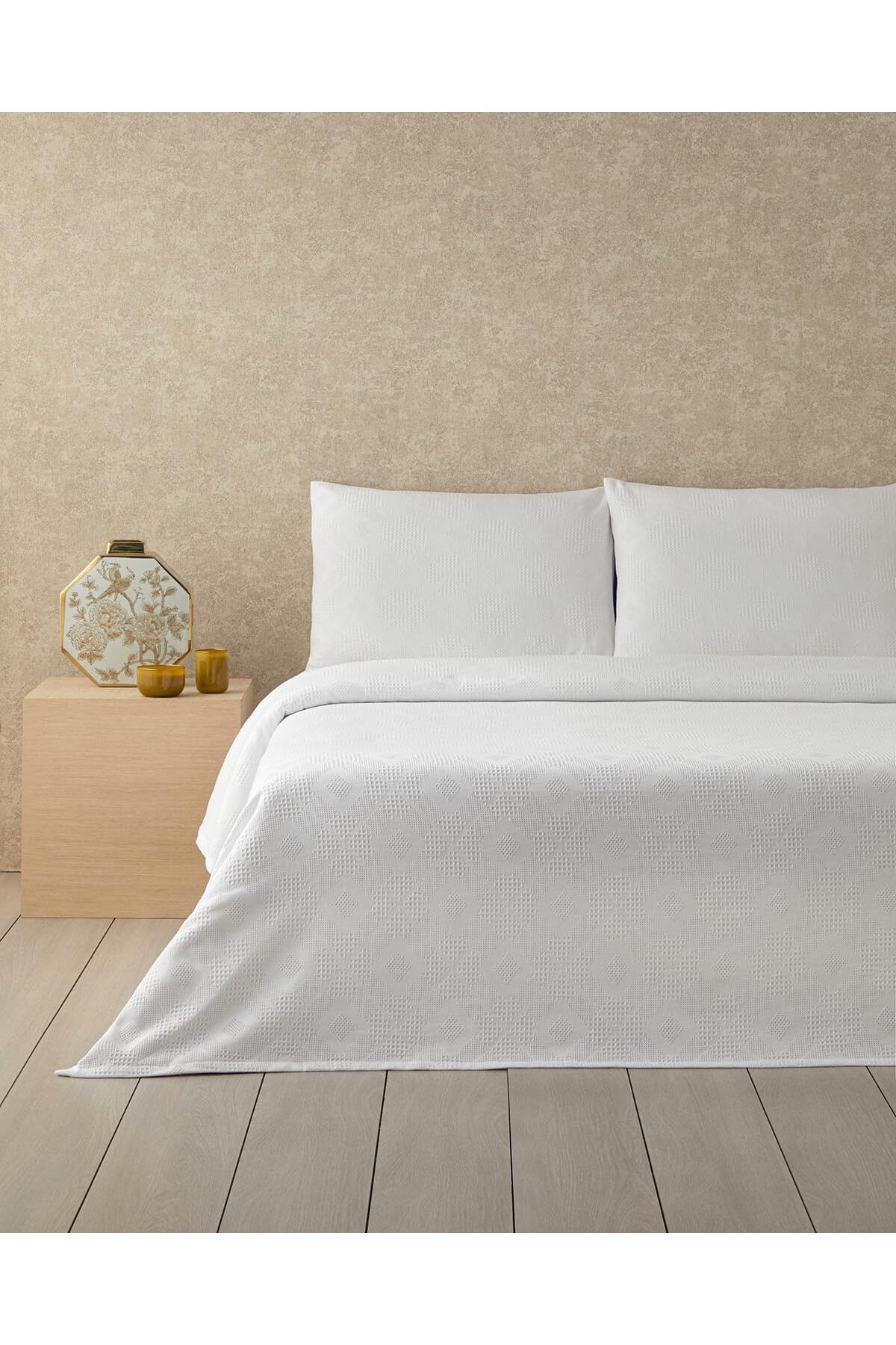 STOREMAX nffashopm Home Pearl Pamuklu Çift Kişilik Yatak Örtüsü Takımı Beyaz storestarx 1051353