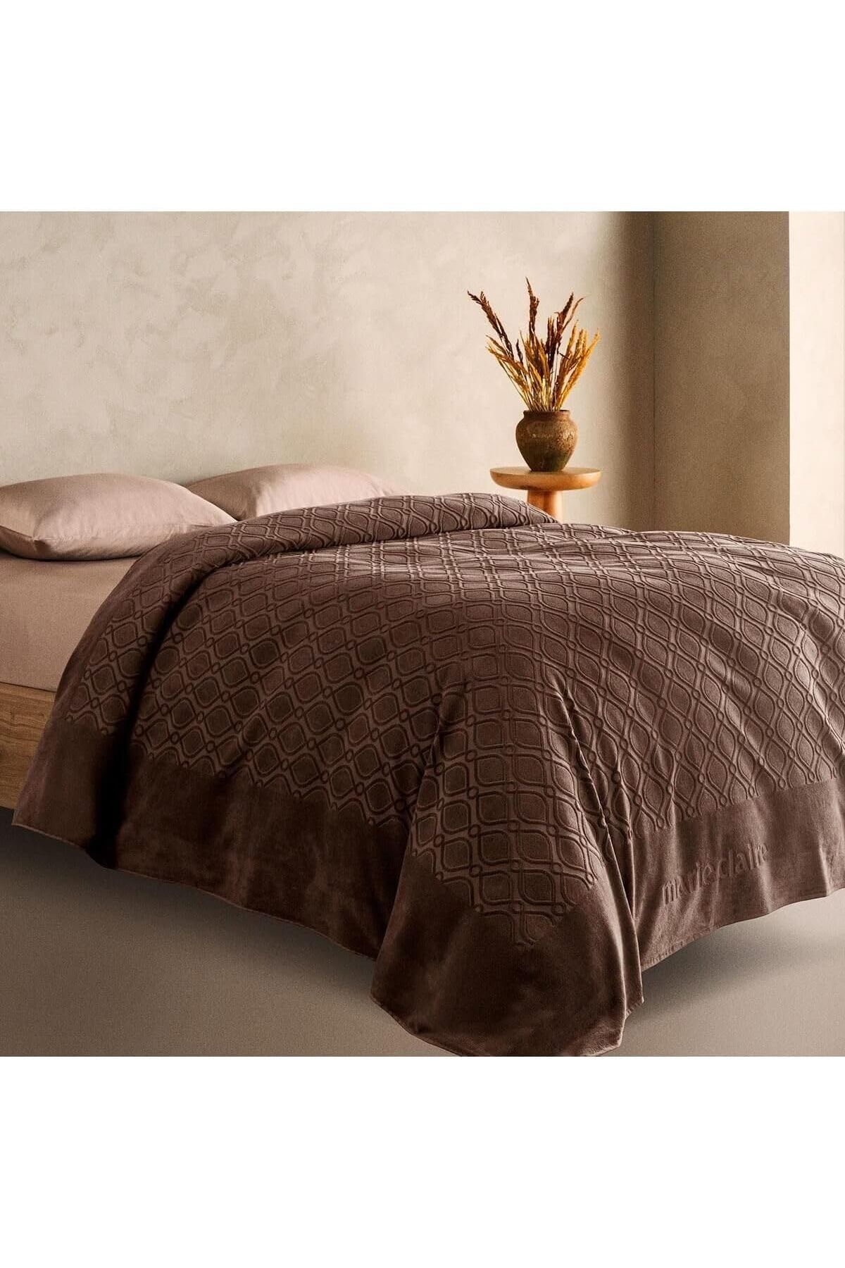 STOREMAX nffashopm Claire Pike Yatak Örtüsü Agusto Kadife Çift Kişilik Kahve storestarx 1051353