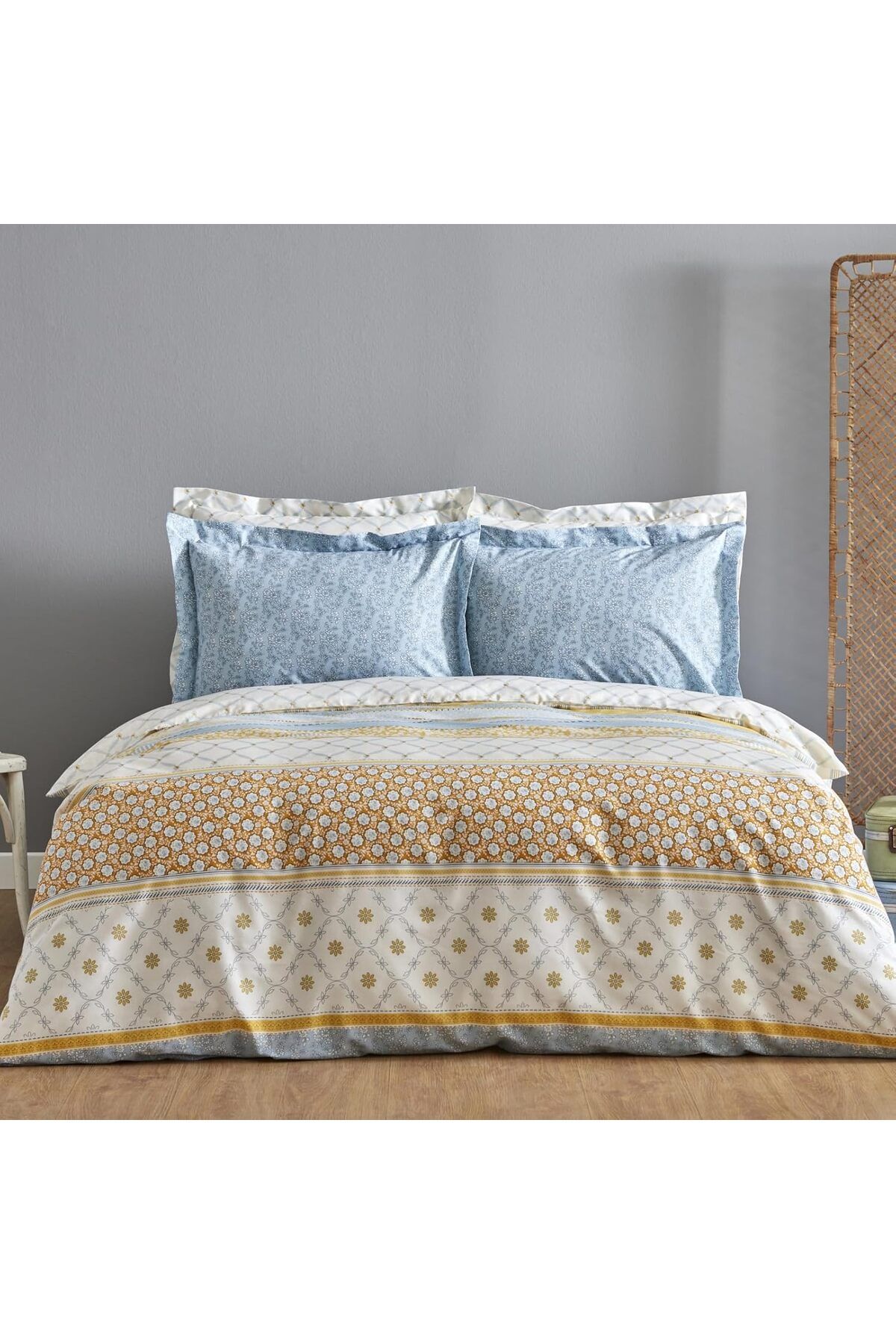 STOREMAX nffashopm Home Sarah Anderson Carlene Çift Kişilik Nevresim Takımı, Sarı storestarx 1051353