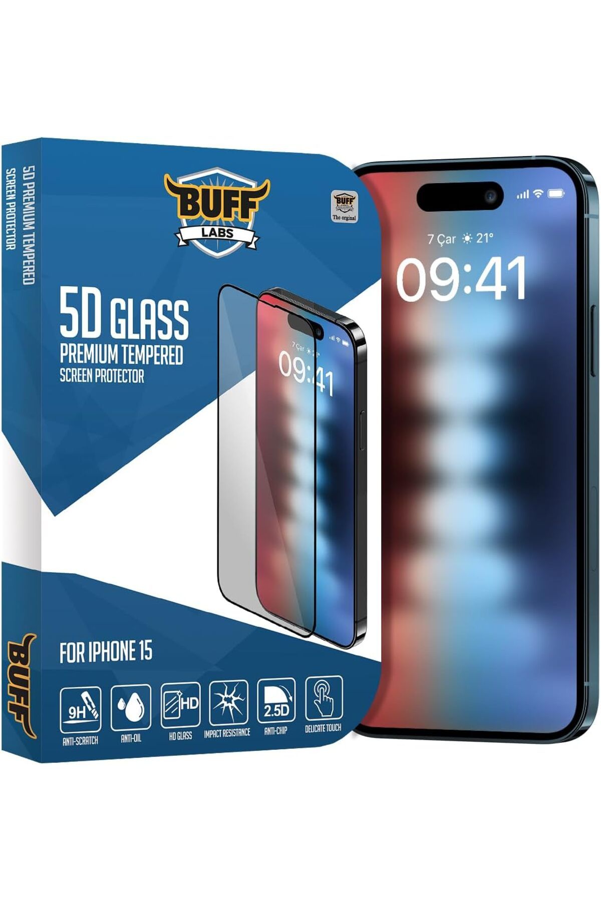 yenibagshop LABS iPhone 15 ile Uyumlu 5D Glass Ekran Koruyucu