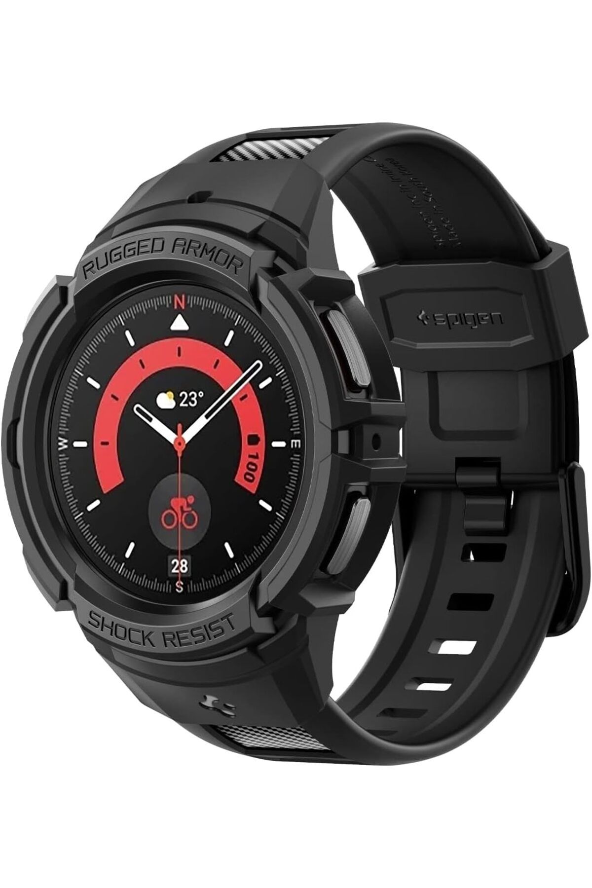STOREMAX htpshopmx Galaxy Watch 5 Pro (45mm) Kılıf & Kordon Kayış Rugged Armor Pro Black - ACS05301 strht