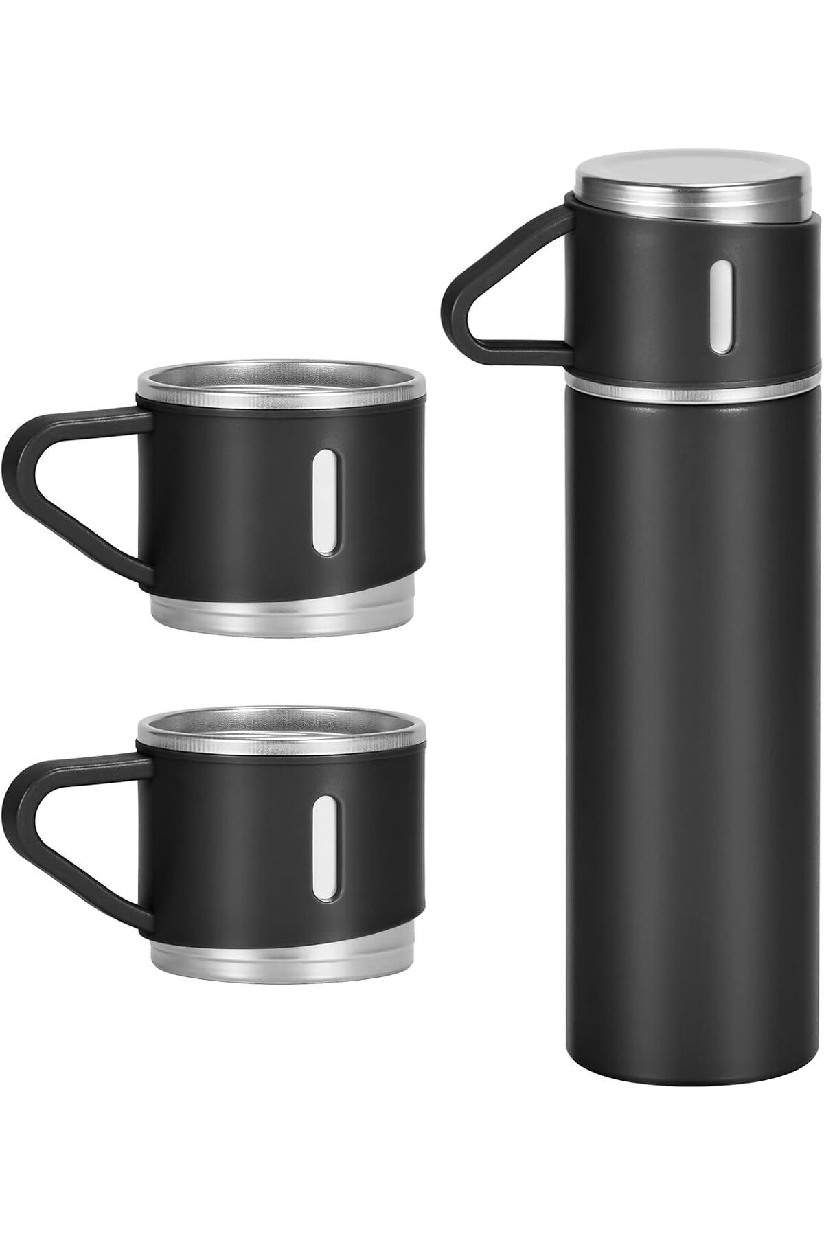 STOREMAX nffashopm 500ml/17oz Paslanmaz Çelik Termo Şişe, 3 Bardak, Sıcak ve Soğuk İçecekler için Yal