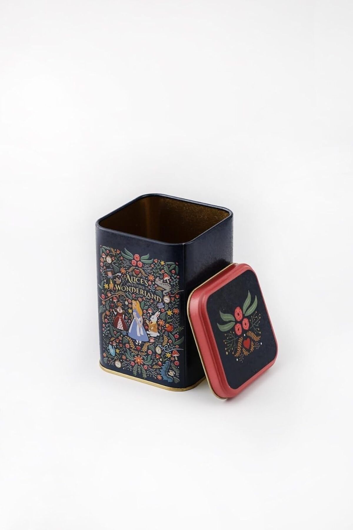 MCreative Tales Alices Desenli Kare Metal Saklama Kabı 11x11 Cm (Tales Alices)