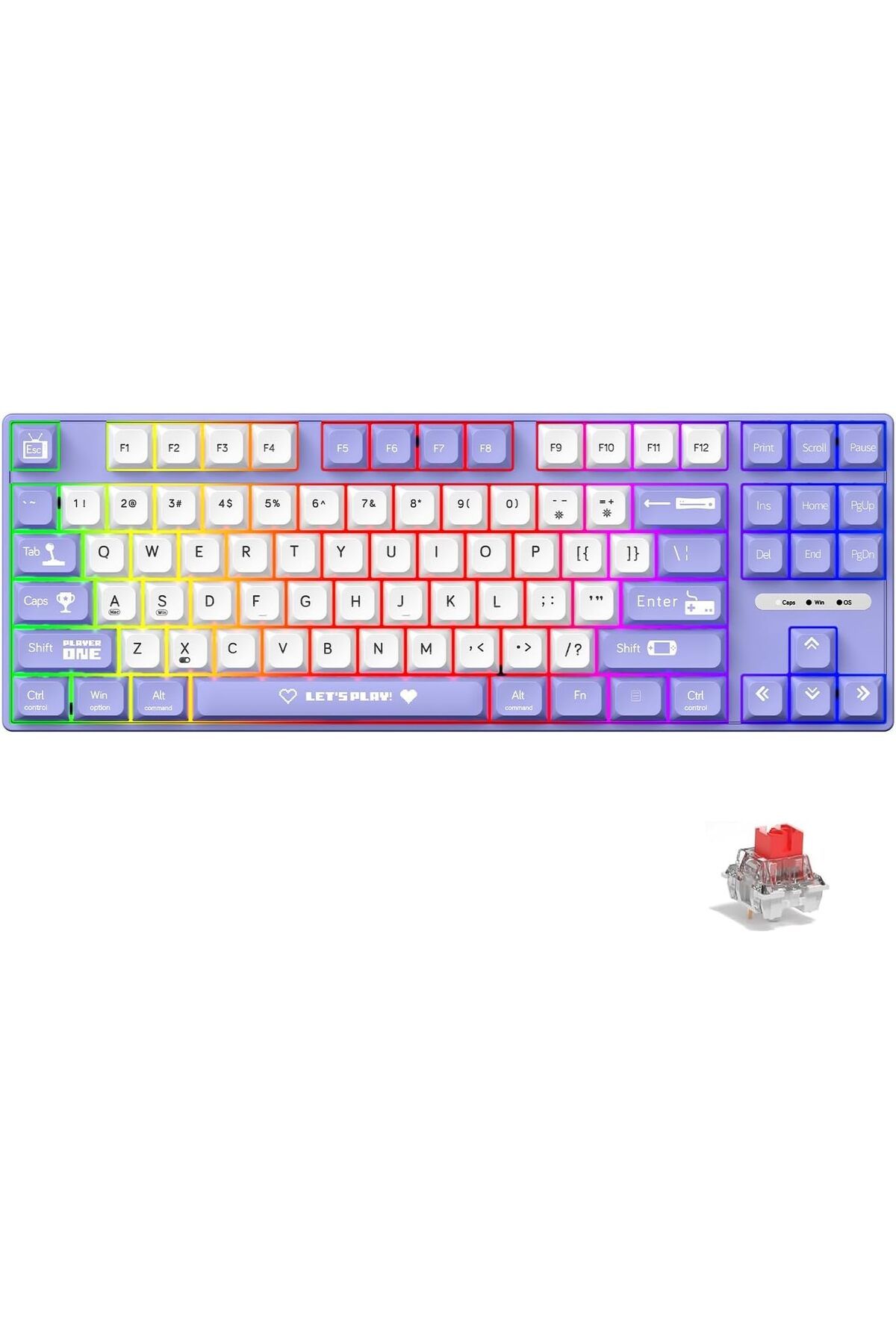 STOREMAX sellbuystore AJAZZ AK870 MC Kablolu Mekanik Oyun Klavyesi Mor Klavye Red Switch 1053513