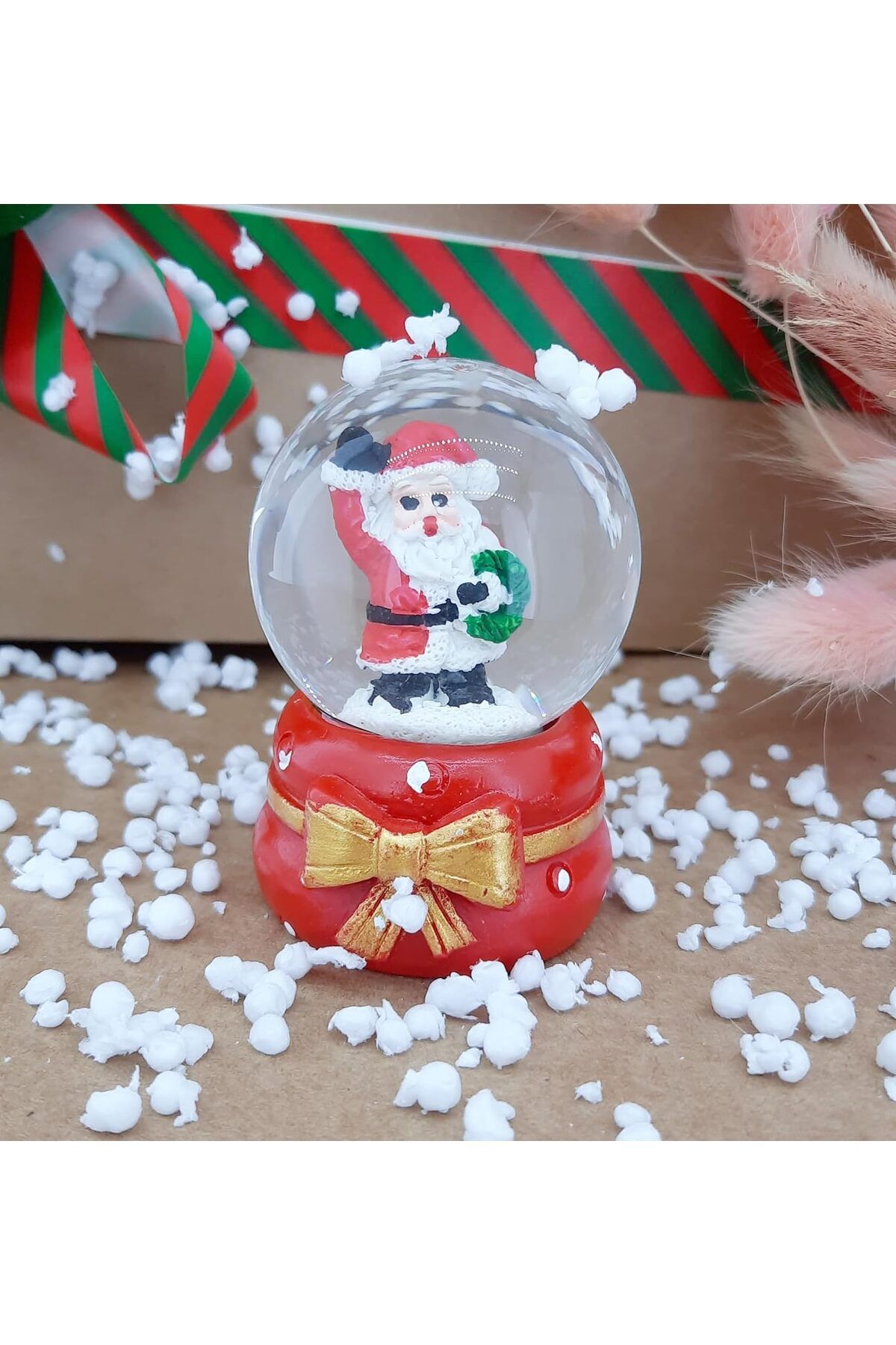STOREMAX bystoreby Noel Baba Masaüstü Pilli Işıklı Cam Küre Aydınlatma Dekoratif Hediyelik Yılbaşı