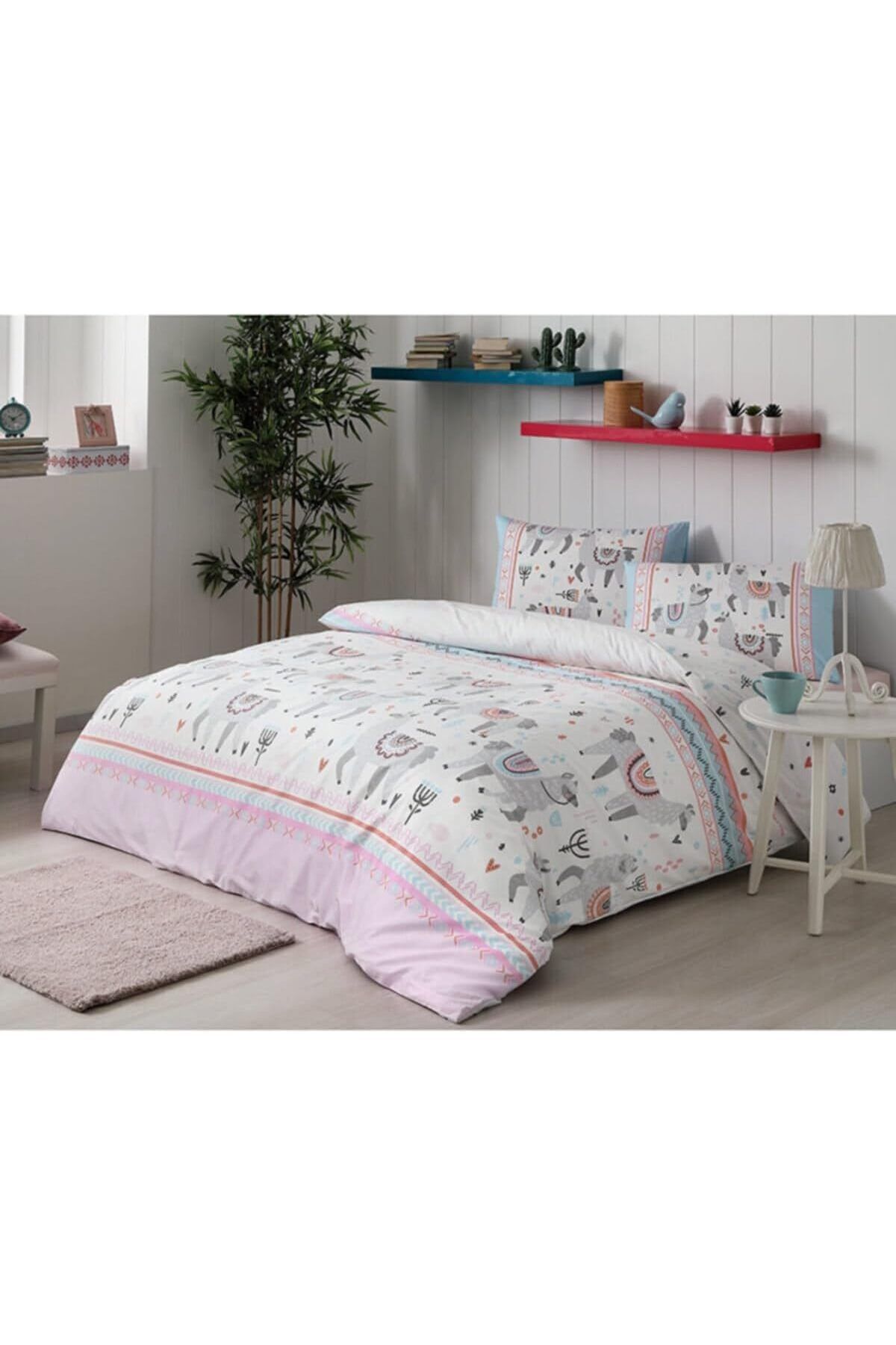 yenibagshop Floretta Cute Alpaca Çift Kişilik Nevresim Takımı