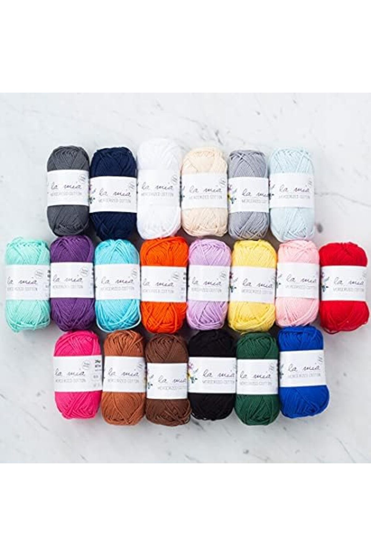 STOREMAX sellbuystore Mia Mini Mercerized Cotton 20'li Paket Renkli El Örgü İpi, Karışık Renkli%100 Mer
