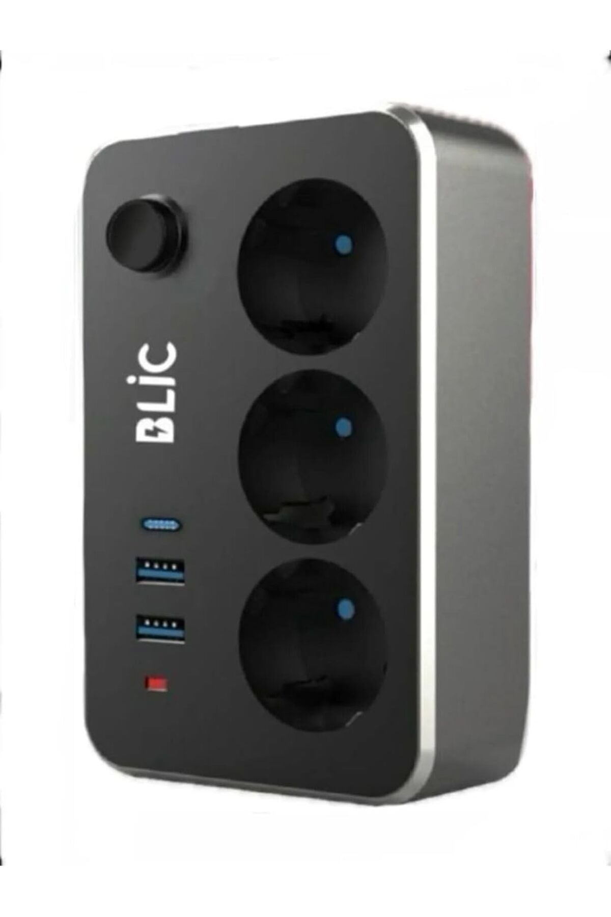 MCreative Çoklayıcı 3Lü Priz 2 Usb 1 Type-C 2 Metre Kablo Anahtarlı Termal Akım Korumalı Priz