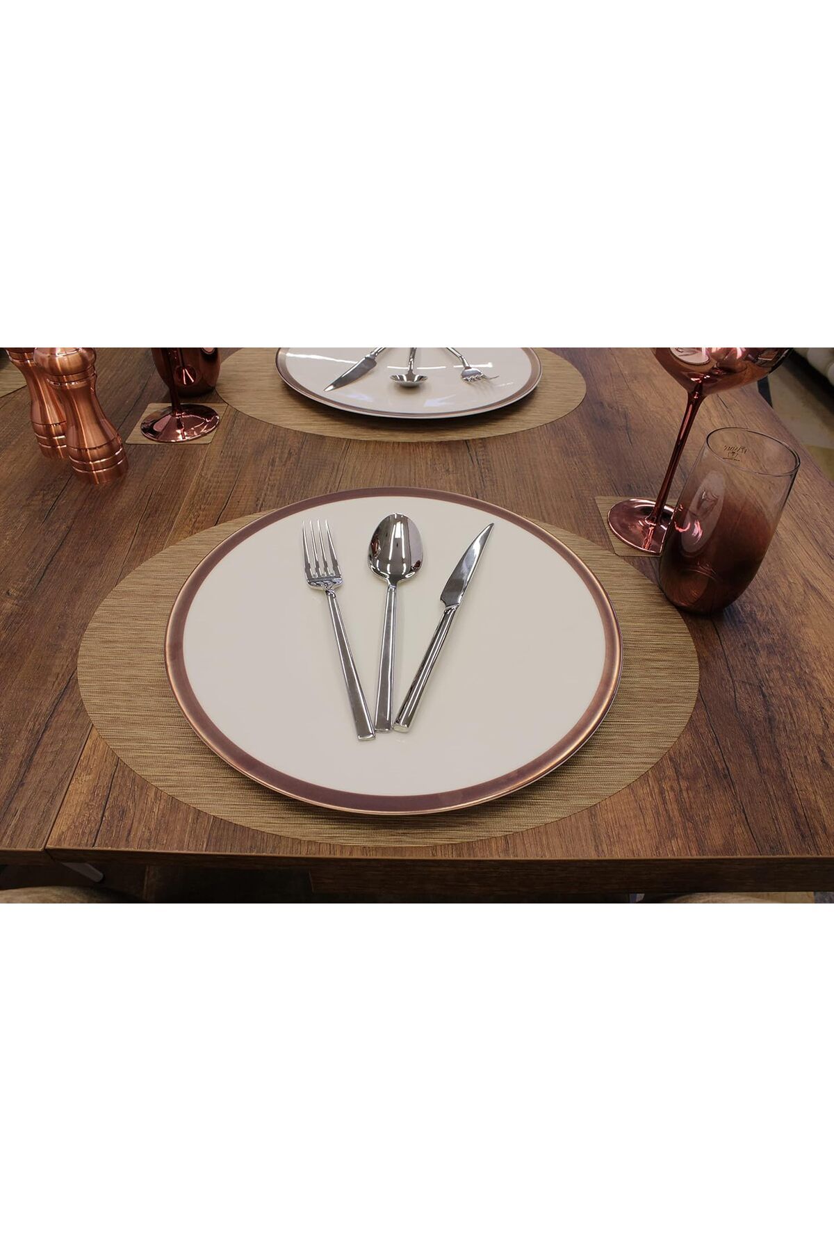 STOREMAX sellbuystore Oval Bambu Desen Lazer Kesim Amerikan Servis 2 adet 35x45 cm 1053513