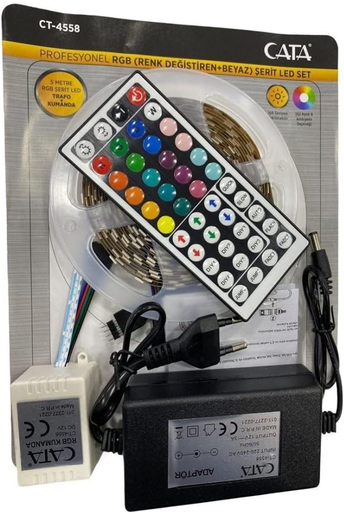 yenibagshop Ct-4558 Rgb Şerit Led Seti (5 Mt Rgb Led+Trafo+Rgb Kumanda)