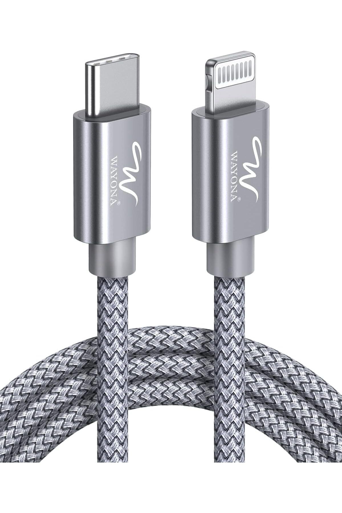 STOREMAX nffashopm Tip C-Lightning Mfi Sertifikalı 20 W Hızlı Şarj, Naylon Örgülü Usb C Kablo, Gri sto