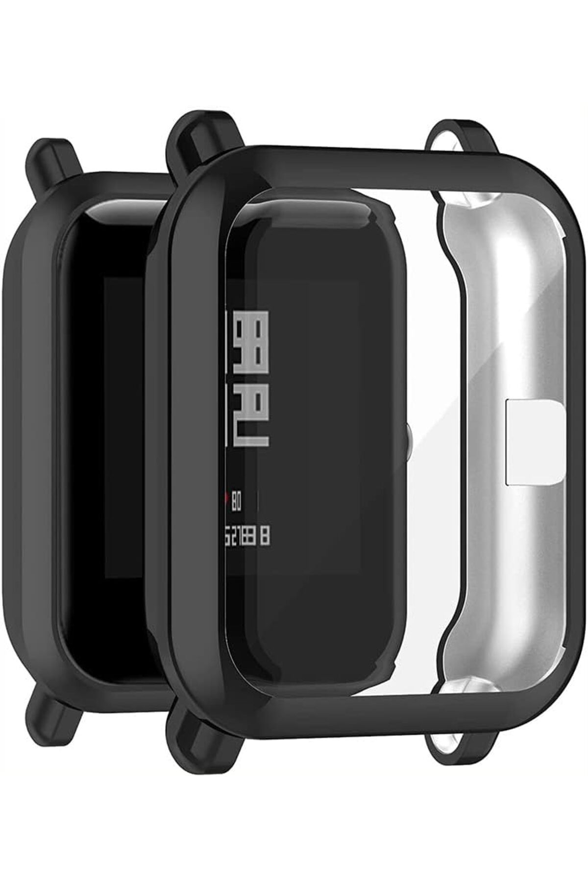 STOREMAX nffashopm Amazfit Bip için Kılıf 360 Full Round Soft Silicone Siyah [Bip ile Uyumlu Kılıf - Siy