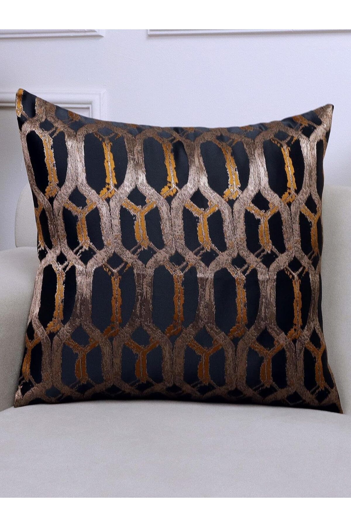 STOREMAX nffashopm Home Hexagon Siyah Renkli Desenli 50x50 Kare Kırlent Kılıfı storestarx 1051353