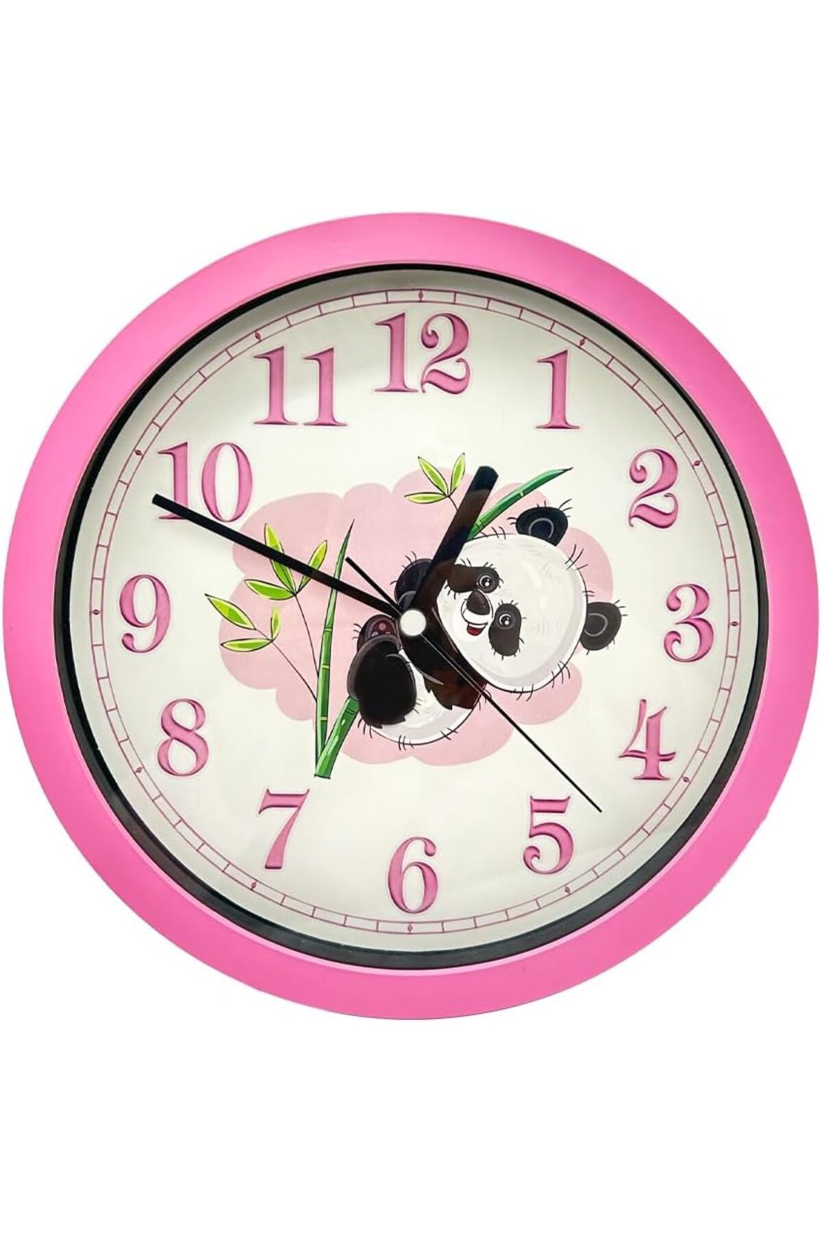 yenibagshop Mark Premium Serisi Panda Desenli Pembe Duvar Saati 25 cm