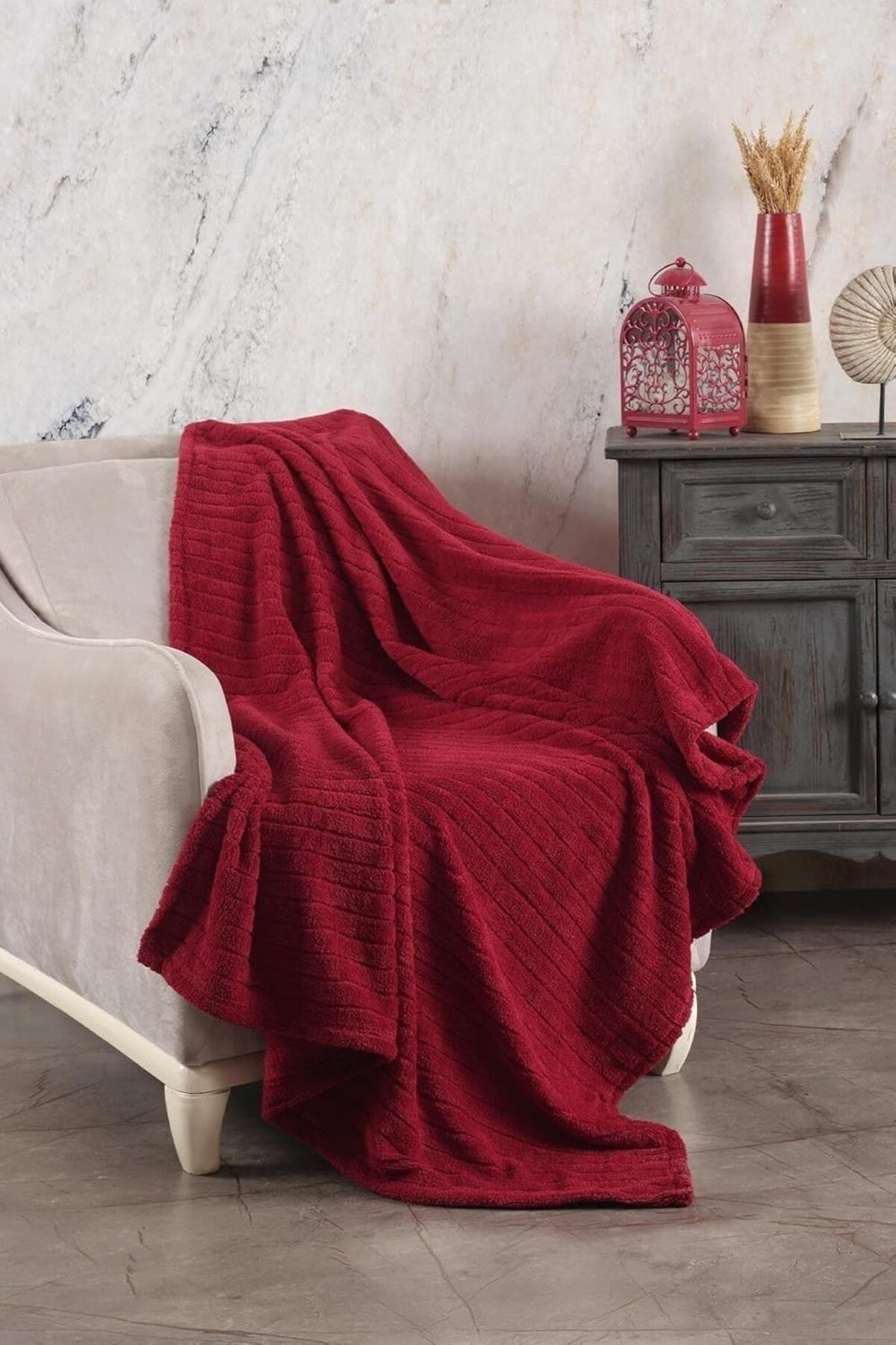 STOREMAX Tekstil Comfy | Çizgili Wellsoft Tv Battaniyesi 110x180 Cm Kırmızı storestarx 1051353