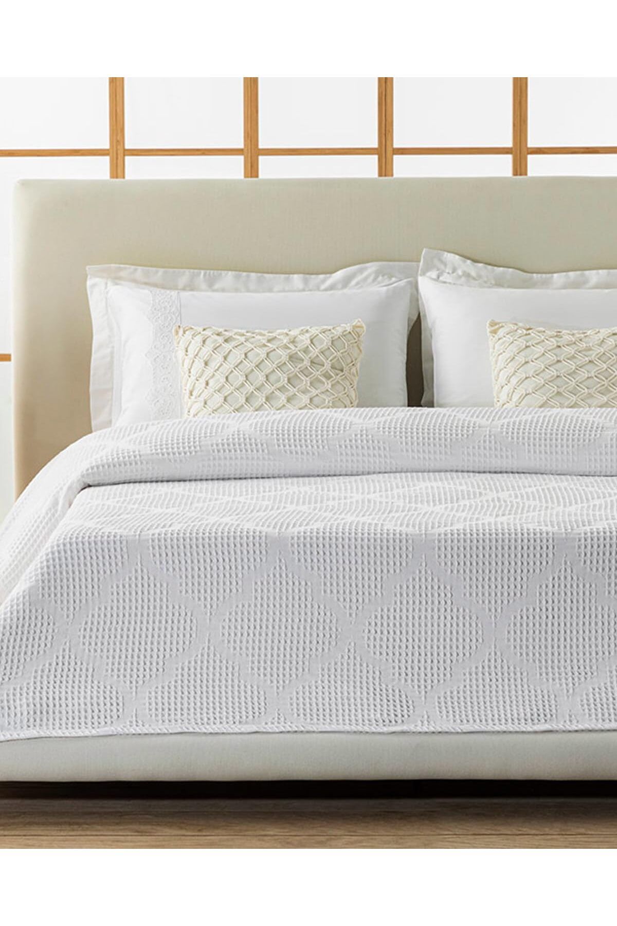 STOREMAX buystoremx Home Fiona Pamuklu Waffle Çift Kişilik Pike Beyaz newstar 1051066