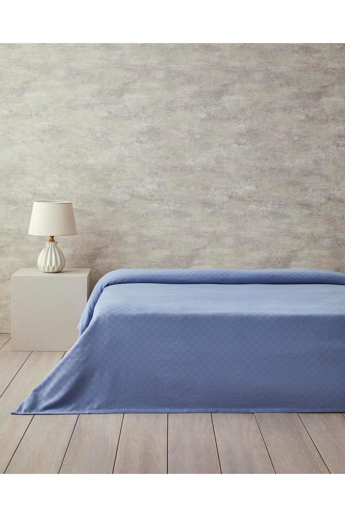 STOREMAX Home Plain Pamuklu Çift Kişilik Pike 200x220 Cm Mavi