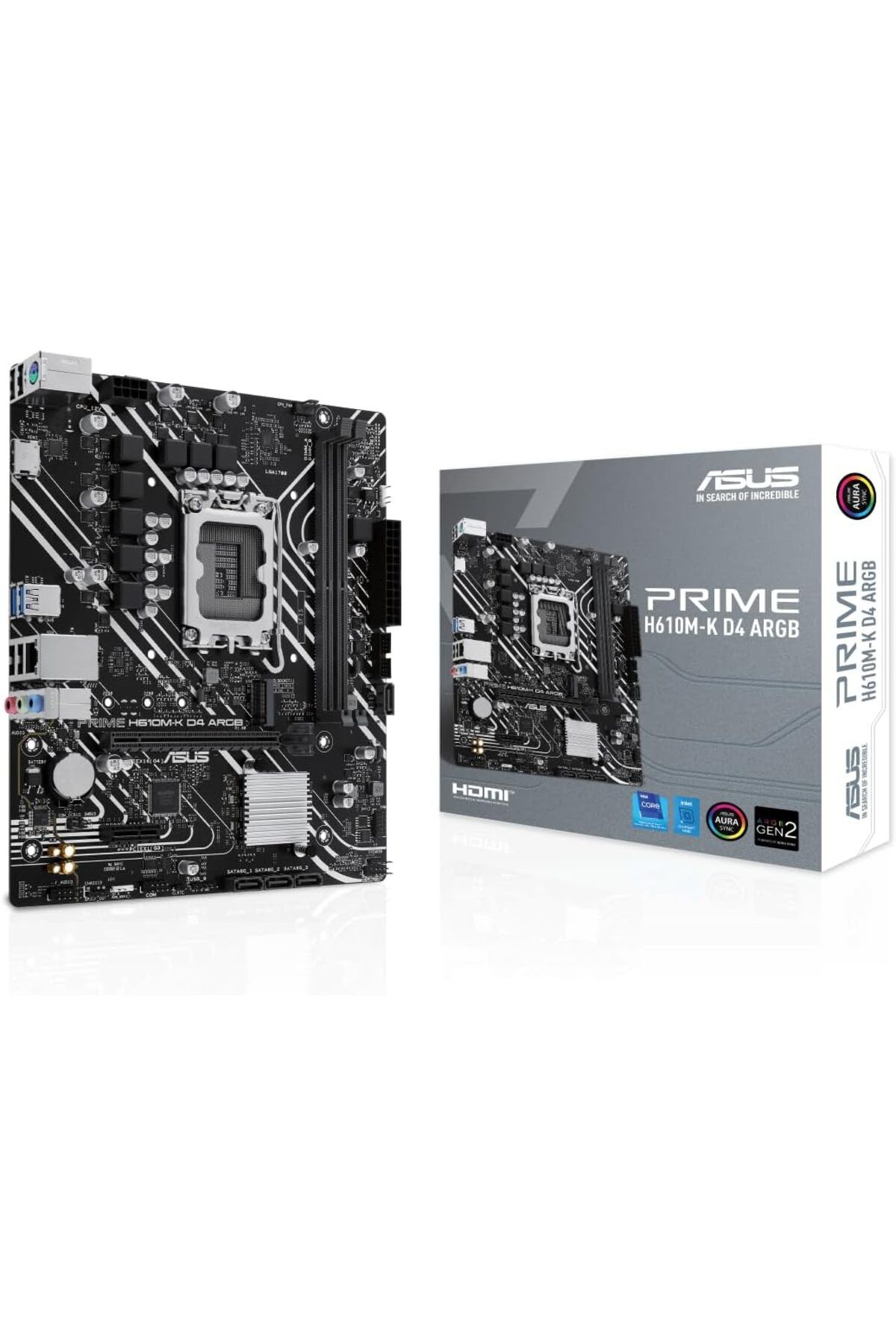 STOREMAX acelya PRIME H610M-K D4 ARGB Intel H610 LGA1700 DDR4 3200 HDMI M2 USB3.2 AURA RGB mATX 5X PROTECTIO
