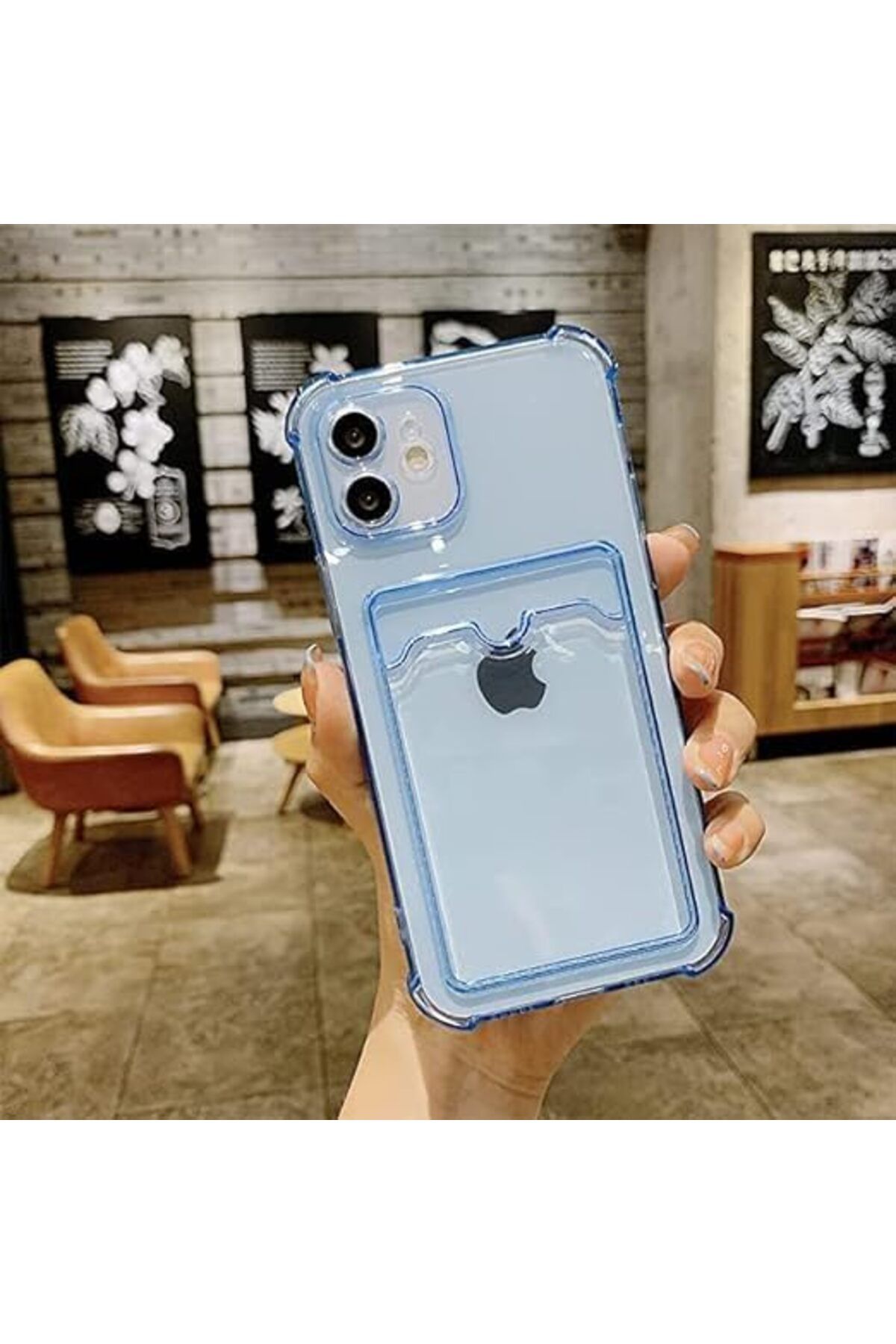 STOREMAX nffashopm iphone 13 Uyumlu Lüx Kartlıklı Şeffaf Telefon Kılıf (Mavi) storestarx 1051353