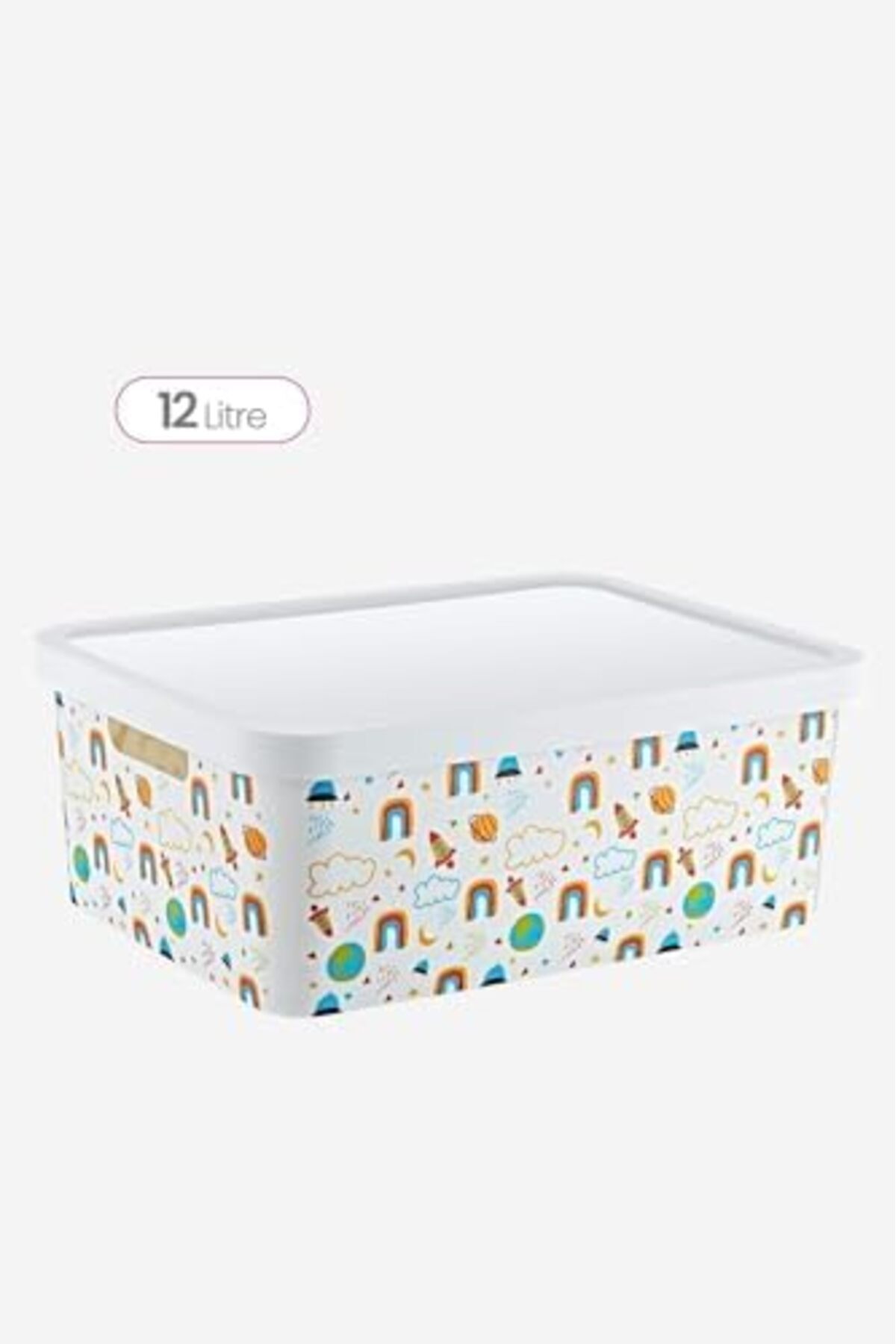 STOREMAX-Bystoreby Stafi Patterned Multi-Purpose Box with Lid 12 Lt Rai̇nbow Newdesing 646268 2