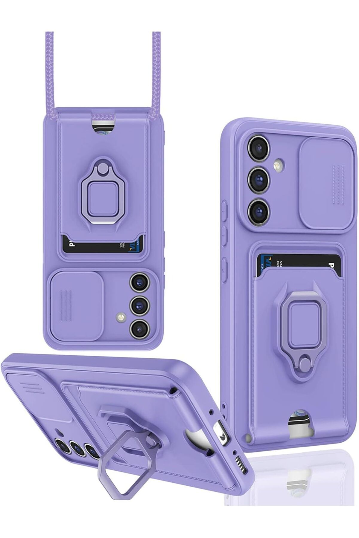 STOREMAX nffashopm Galaxy A14 Kılıf Ipli Lens Sürgülü Yüzüklü Kartvizitli Silikon Zuma storestarx 105