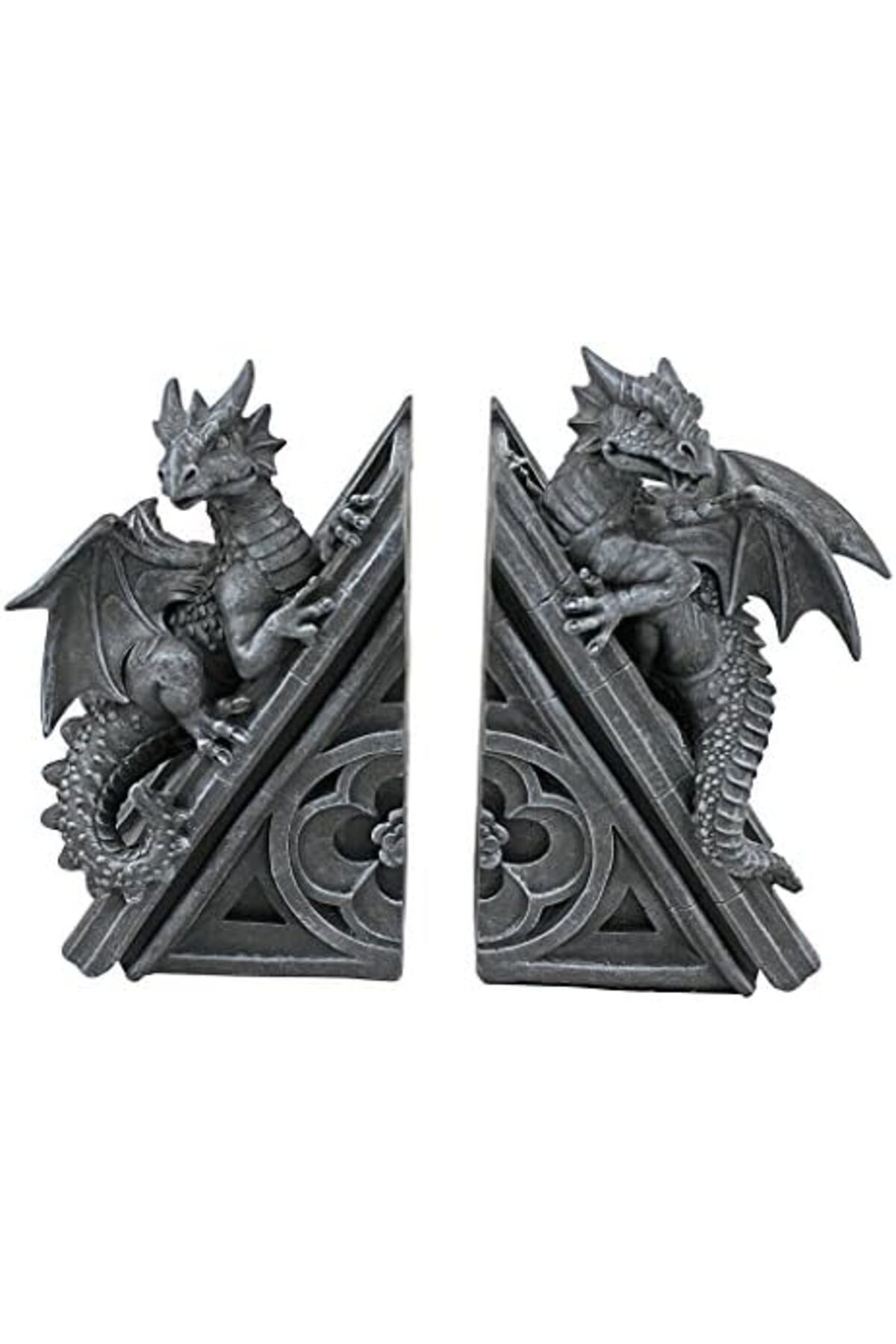 yenibagshop Dekoratif  Toscano Gotik Kale Ejderhası Şeklinde Kitap Desteği, Ölçüler: 12,5 x 4 x 20,5 cm