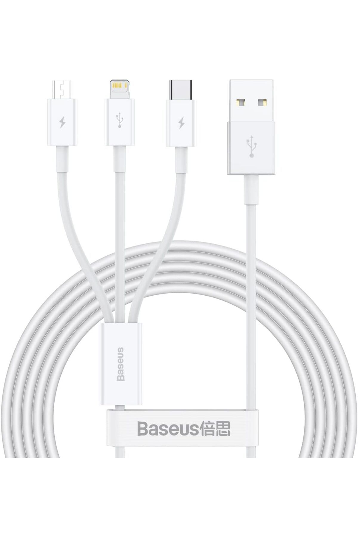 STOREMAX mrttnca Superior, Şarj & Data Aktarım Kablosu, Beyaz, 1.5 m, 3.5 A,Micro USB & Lightning & USB Typ