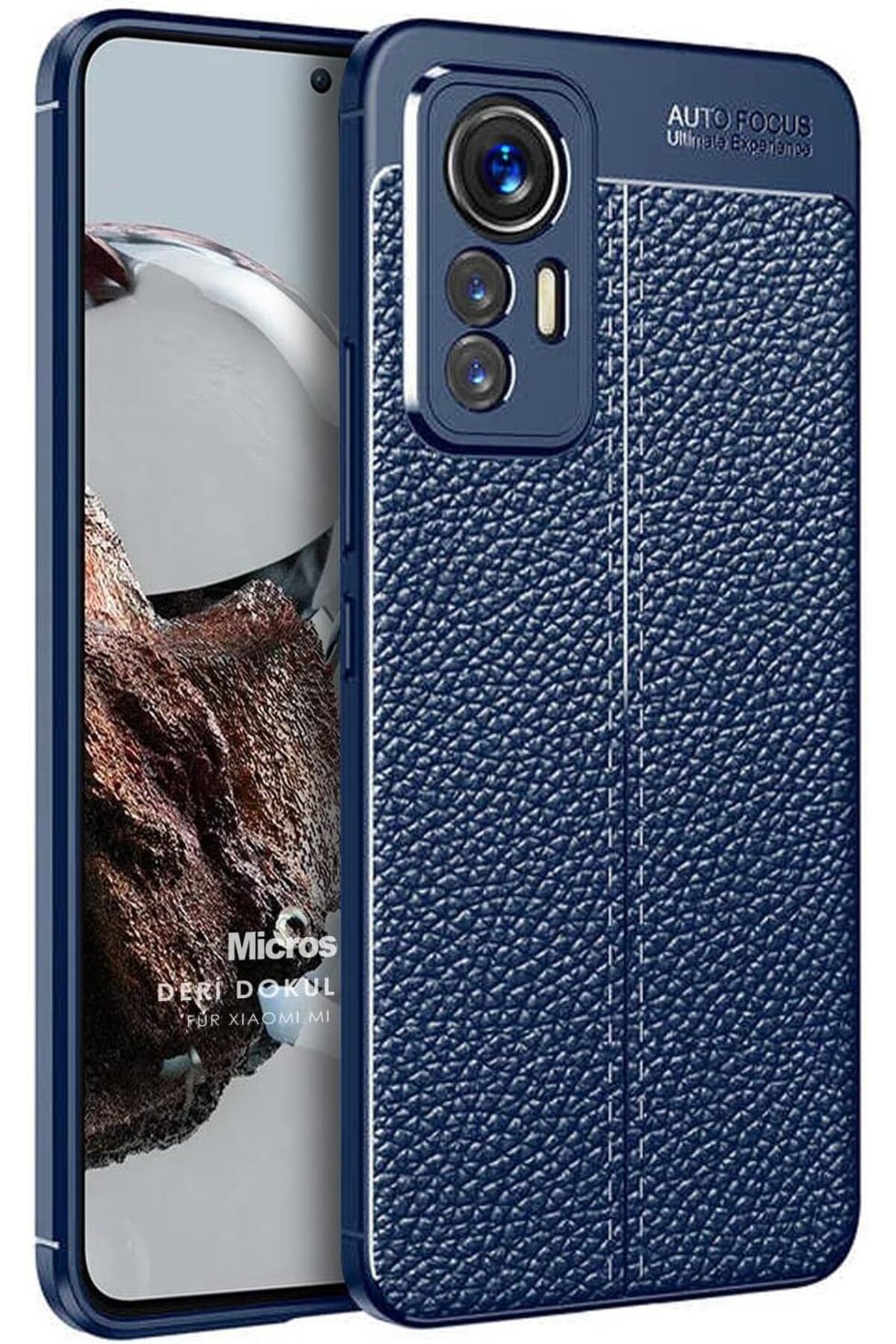 STOREMAX htpshopmx Xiaomi Mi 12T Pro için Kılıf Deri Dokulu Silikon Lacivert [Mi 12T Pro ile Uyumlu Kılı