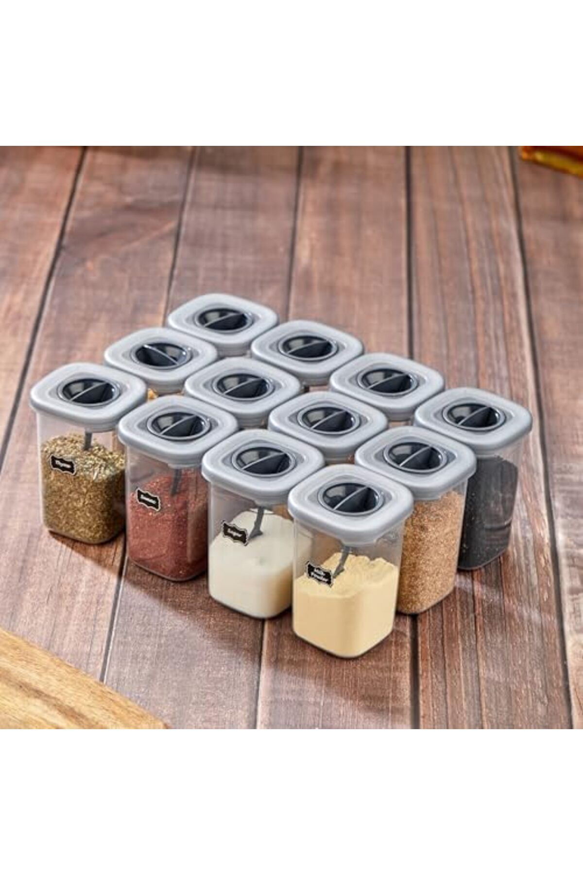 MCreative-Set of 12 450ml Lockable Lids and Self-Spoon Spice Shakers 450ml - 55 Labels as Gifts 3