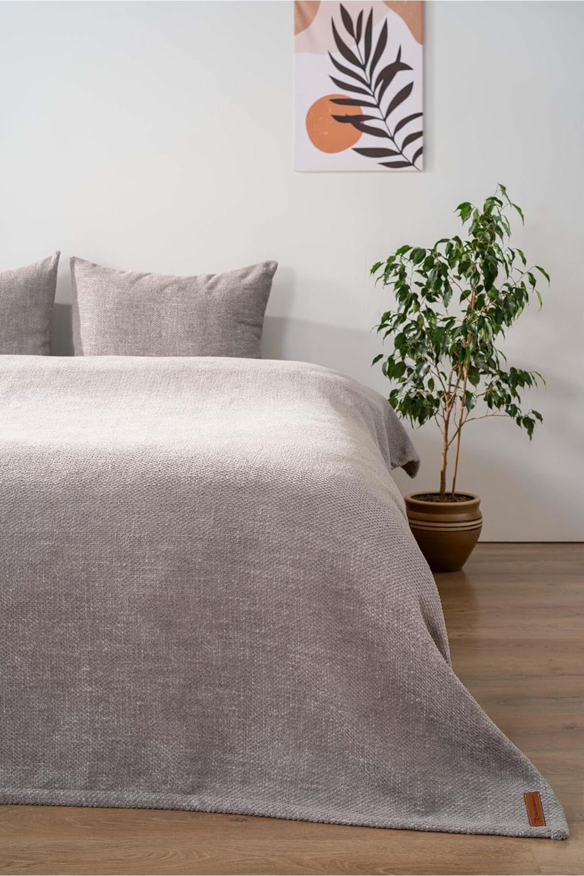 STOREMAX htpshopmx Aya Peluş Gri Çift Kişilik Jakarlı Deluxe Uyku Seti 3 Parça Yatak Örtüsü Seti