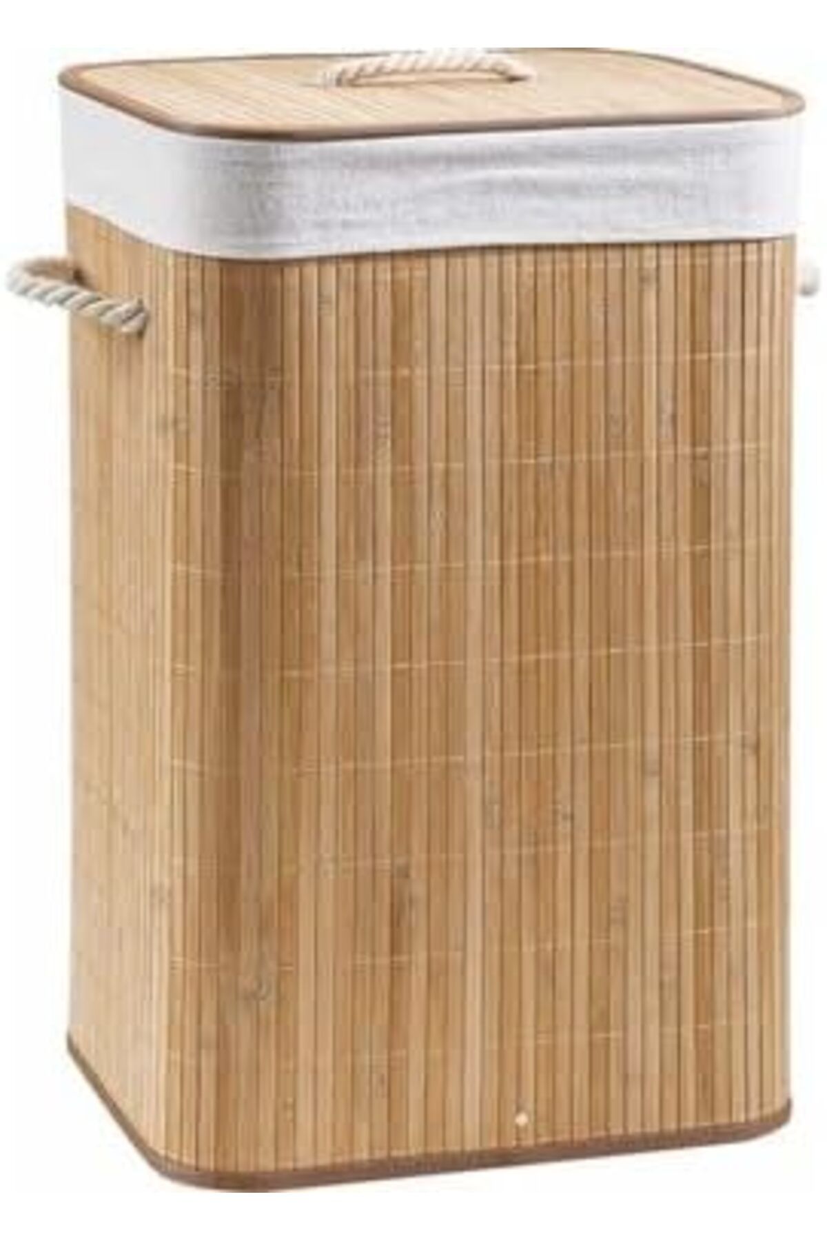 salesalbutik Naturel Oval Banyo Bambu Çamaşır Kirli Sepeti Yuvarlak Kare Naturel (Kare)