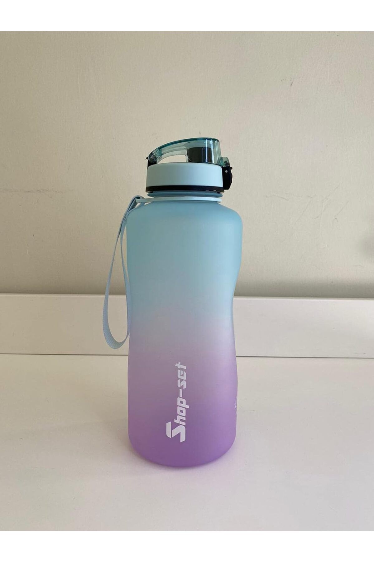 STOREMAX 2000 ML Tritan Motivasyonlu Su Matarası PİPETLİ ve SÜZGEÇLİ (LİLA - AÇIK MAVİ) t
