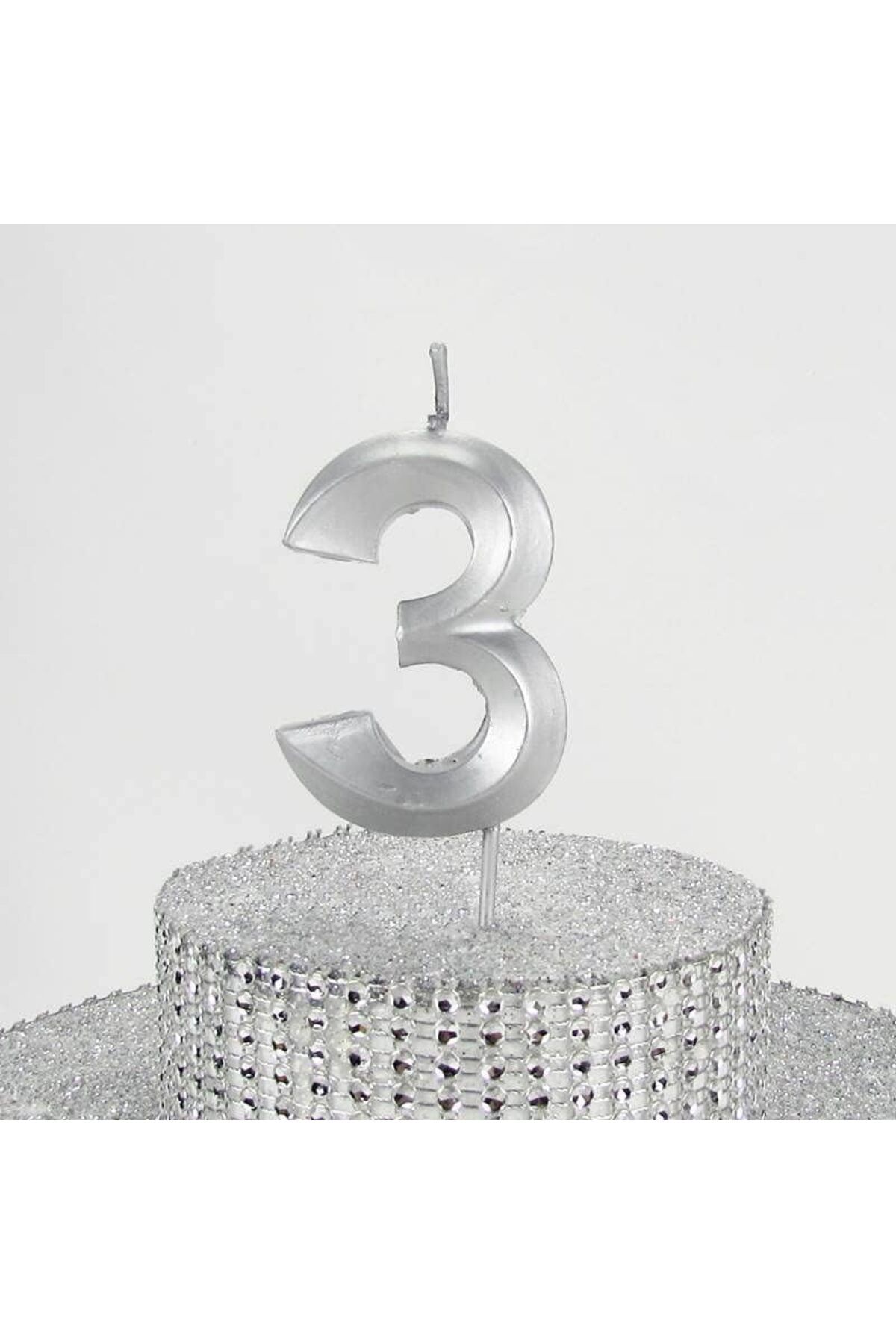STOREMAX mrttnca VİTRİNİ 3 Üç Rakamlı Gümüş Gri Mum 6.5 Cm trndymrt 1087243