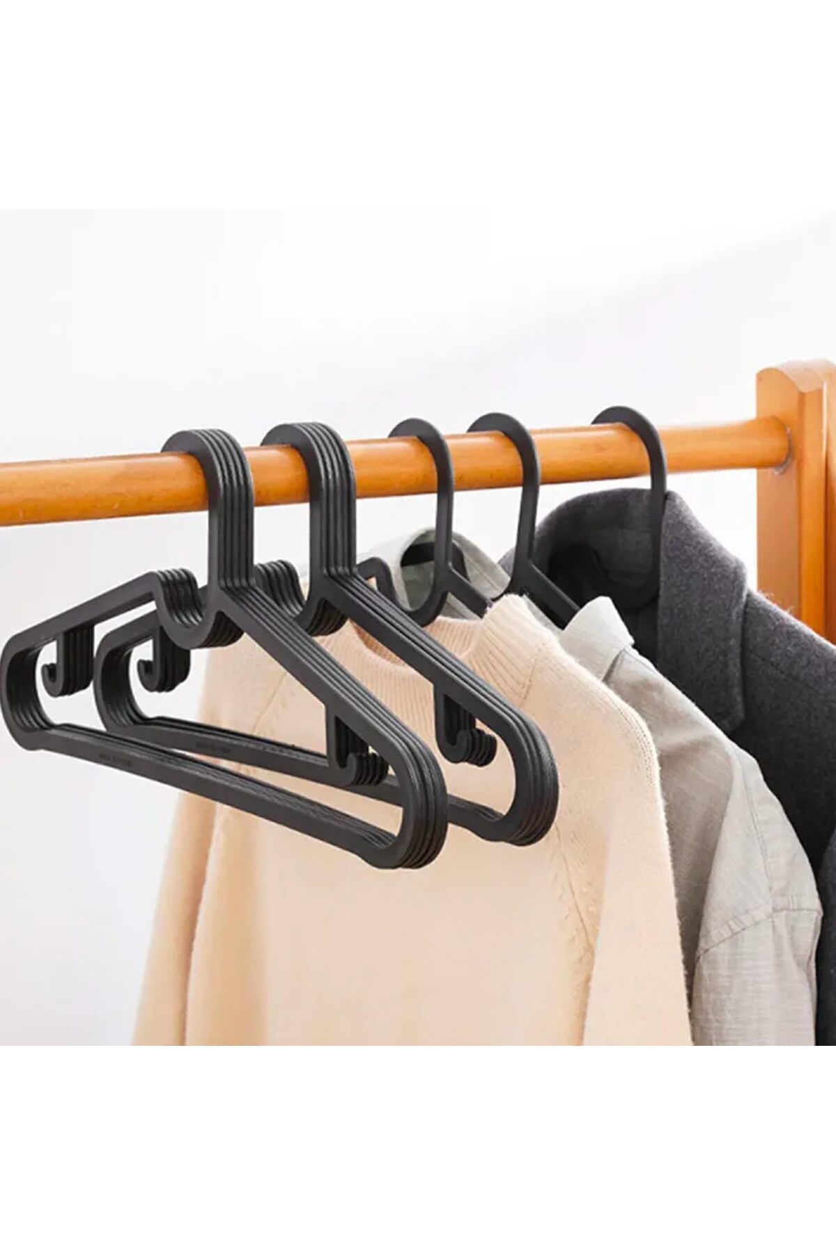 STOREMAX buxystorem Elbise Askısı, Siyah Elbise, Gömlek, Dolap İçi Askı, Yer Kaplamayan Askı, Ceket, P
