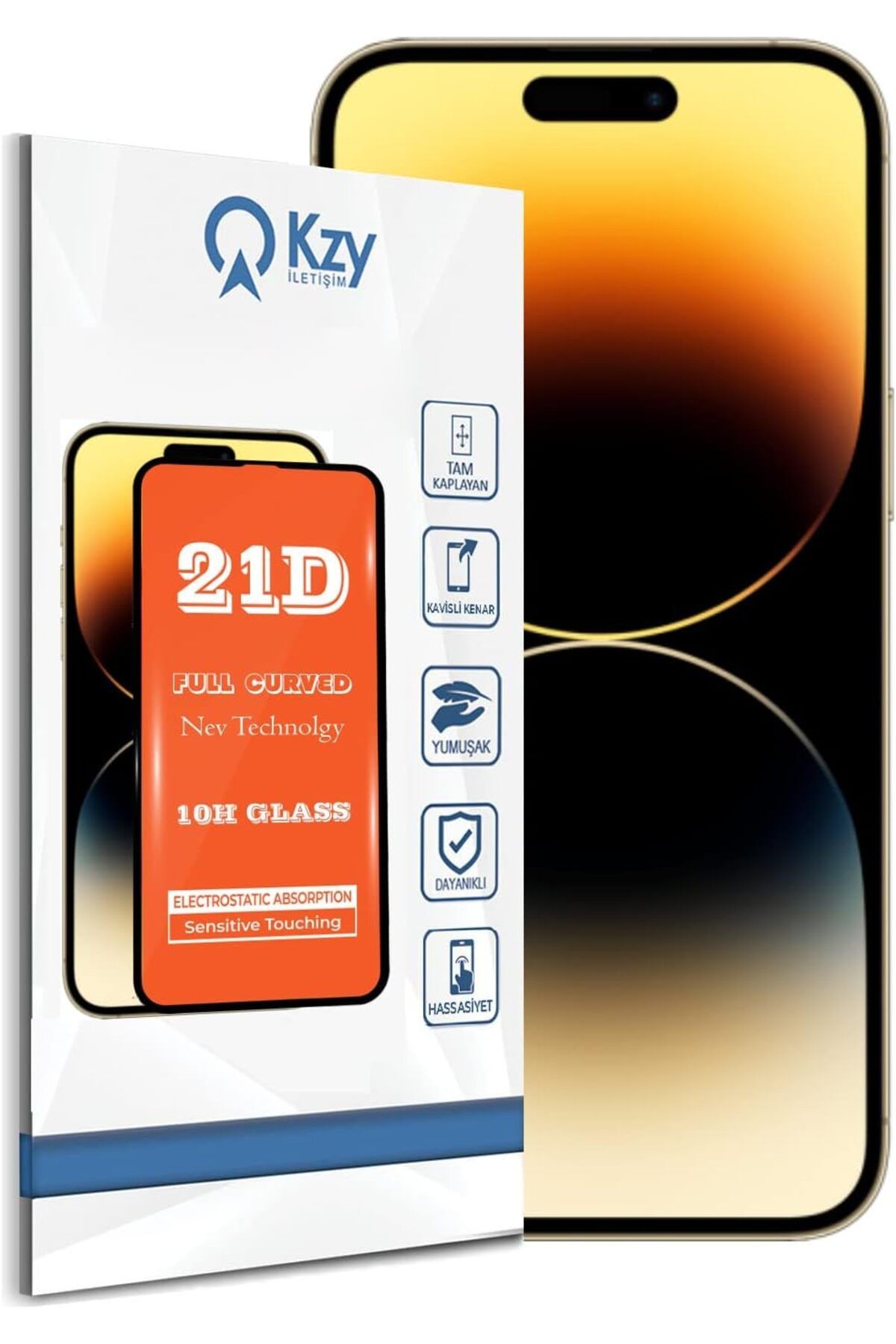 salesalbutik İLETİŞİM Apple iPhone 14 Pro uyumlu  Tam Kaplayan 21D Temperli Ekran Koruyucu Cam