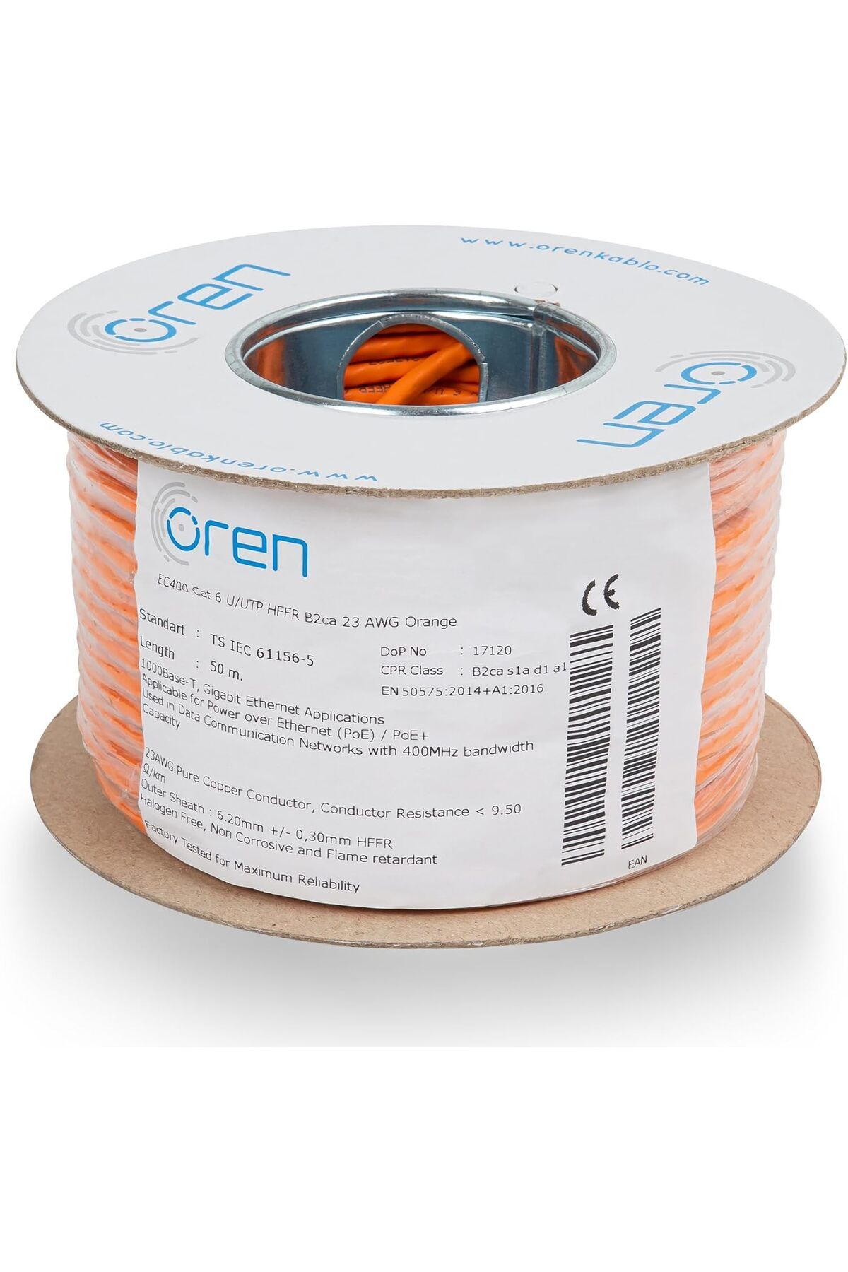 STOREMAX nffashopm Kablo 50m CAT6 UTP Ethernet Ağ Kablosu LSZH 23 AWG (Turuncu) storestarx 1051353