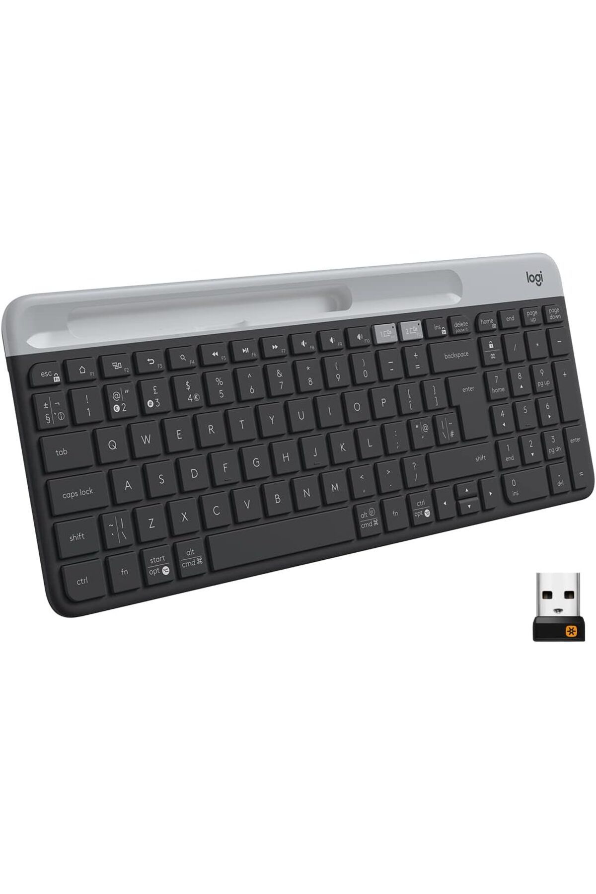 STOREMAX mrttnca K580 İnce Çoklu Cihaz Özellikli Kablosuz Klavye, Kompakt Modern, Telefon Tutucu, 24 Ay Pi