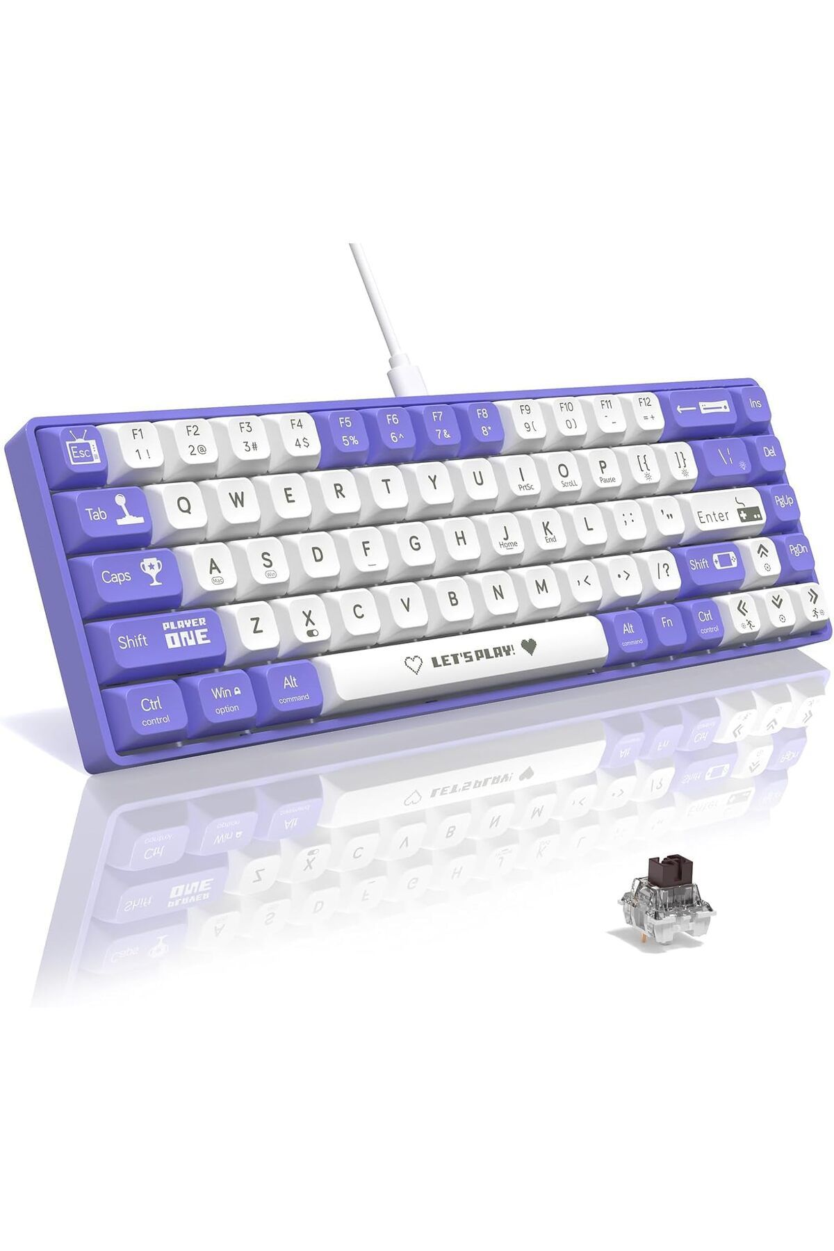 STOREMAX cmllashop AJAZZ AK680 65% Kablolu Hotswap Mekanik Oyun Klavyesi,68 Tuşlu Taşınabilir Anti-Ghostin