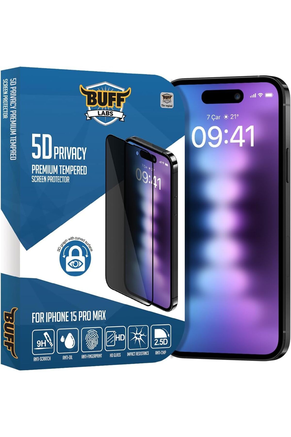 salesalbutik LABS iPhone 15 Pro Max ile Uyumlu 5D Privacy Hayalet Ekran Koruyucu