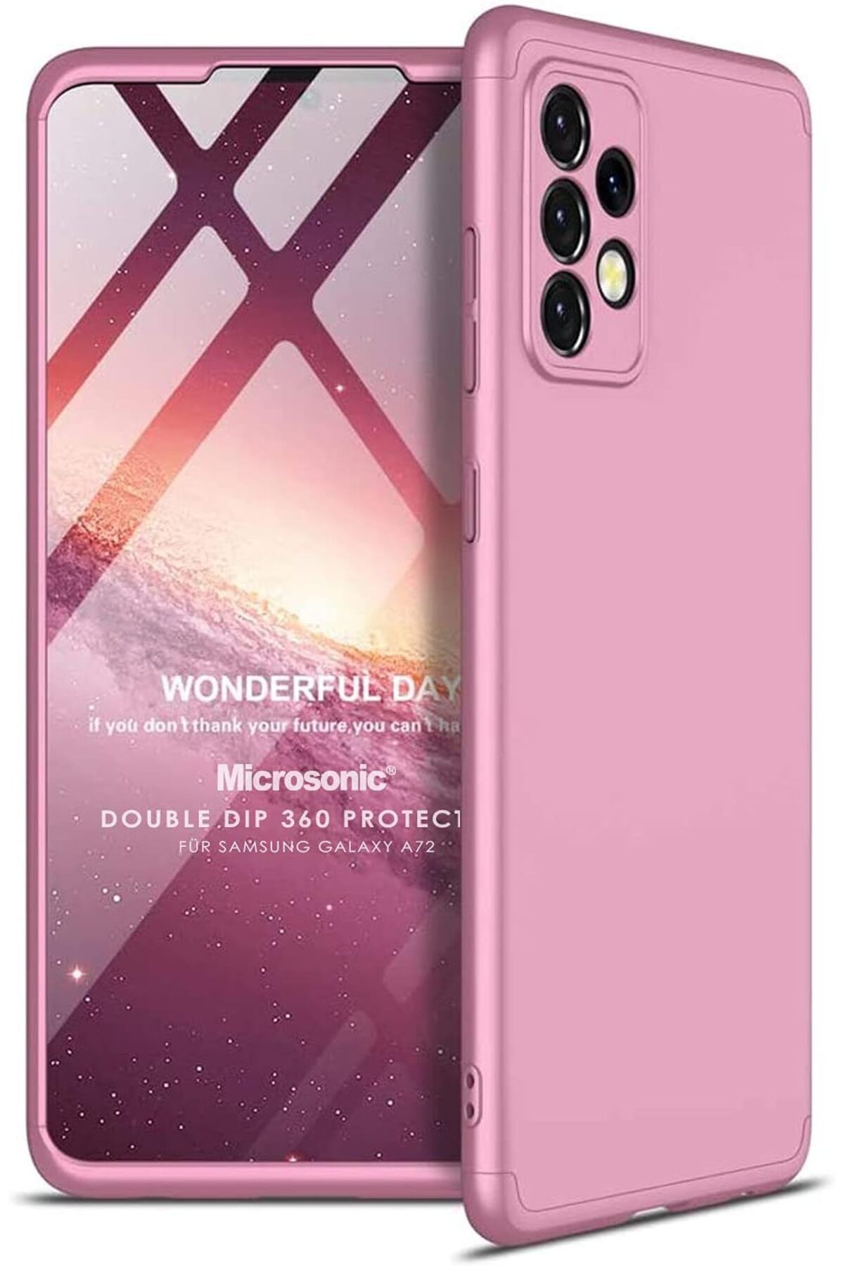 STOREMAX htpshopmx Galaxy A72 için Kılıf Double Dip 360 Protective Rose Gold [Galaxy A72 ile Uyumlu Kılı
