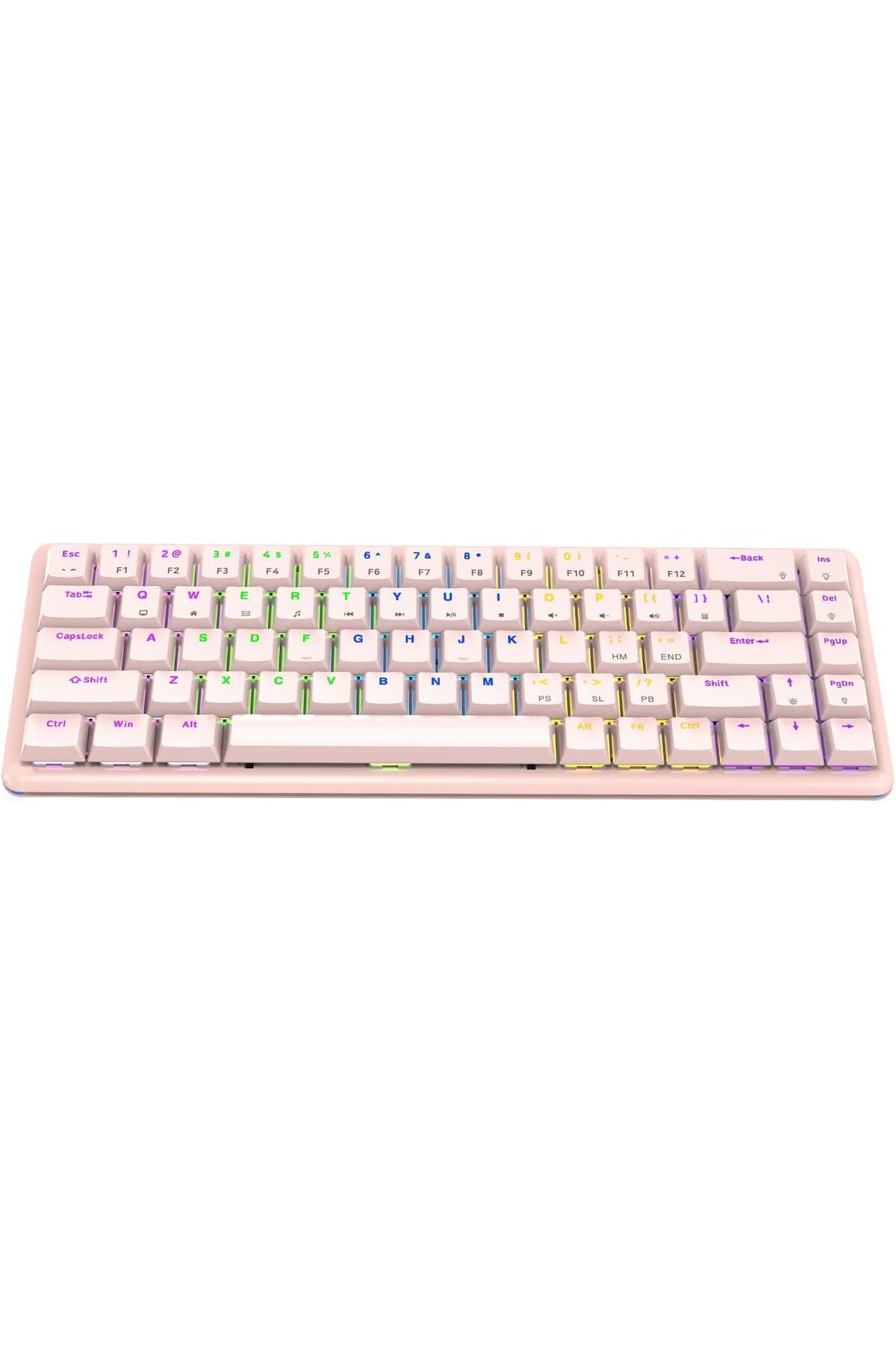STOREMAX nffashopm REBEL Pembe Low Profile BLUE SWITCH Mekanik Gaming Oyuncu Klavye US Layout Rainbow storest
