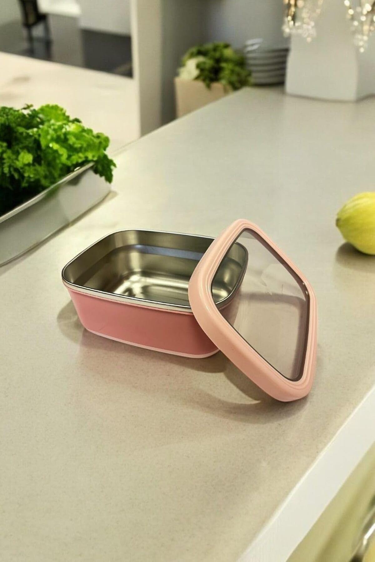 salesalbutik Ahmet Dikdörtgen Saklama Kabı 2 L Pembe Vp-931, Pembe