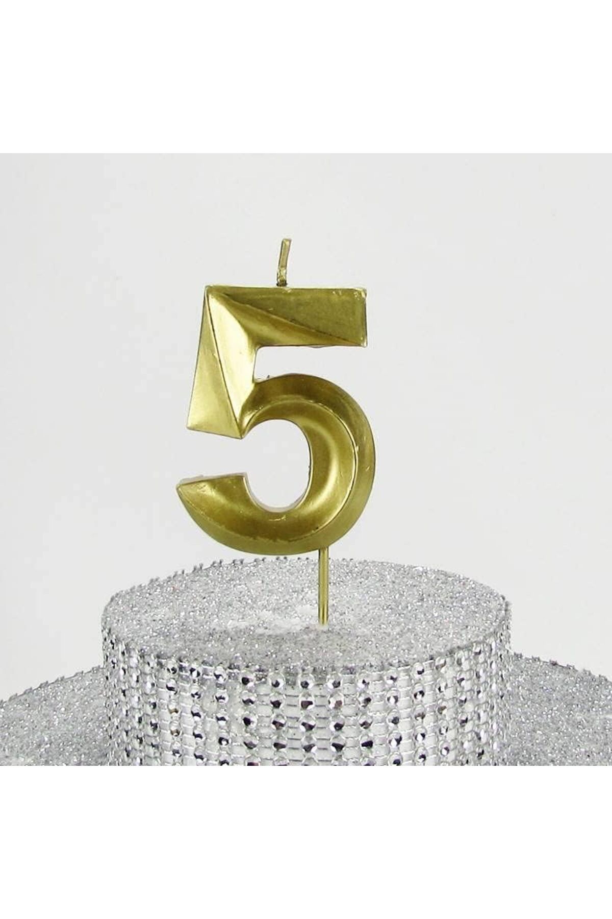 yenibagshop VİTRİNİ 5 Beş Rakamlı Gold (Altın) Mum 6.5 Cm