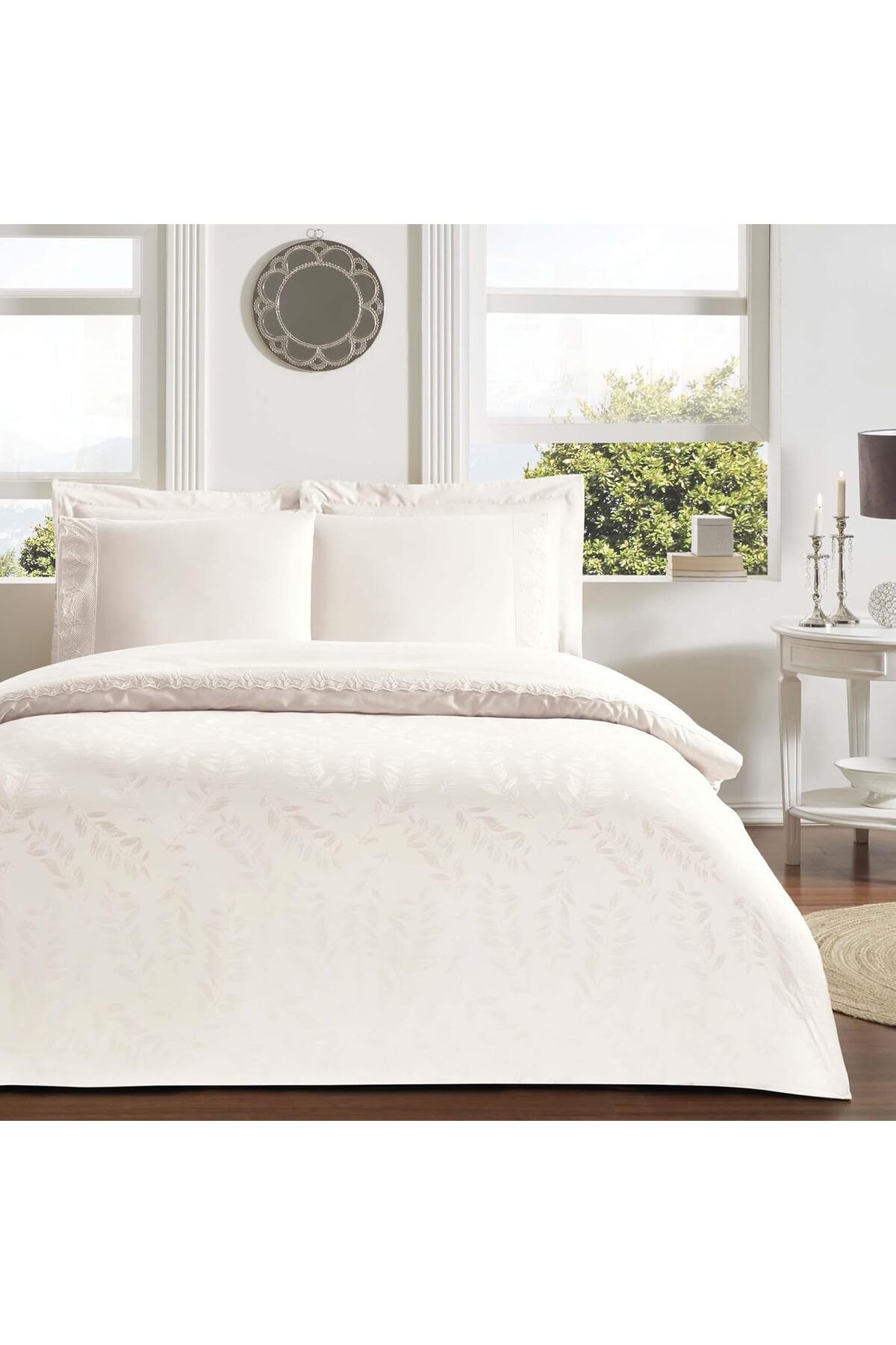 STOREMAX nffashopm Clarette Desenli%100 Pamuk Nevresim Takımı, Ekru, Çift Kişilik storestarx 1051353