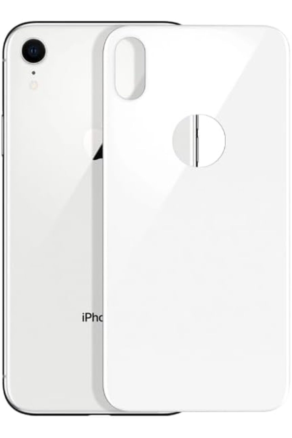 STOREMAX bystoreby iPhone XR Uyumlu Tam Kaplayan Temperli Arka Koruyucu Cam (Beyaz) NewDesing 646268