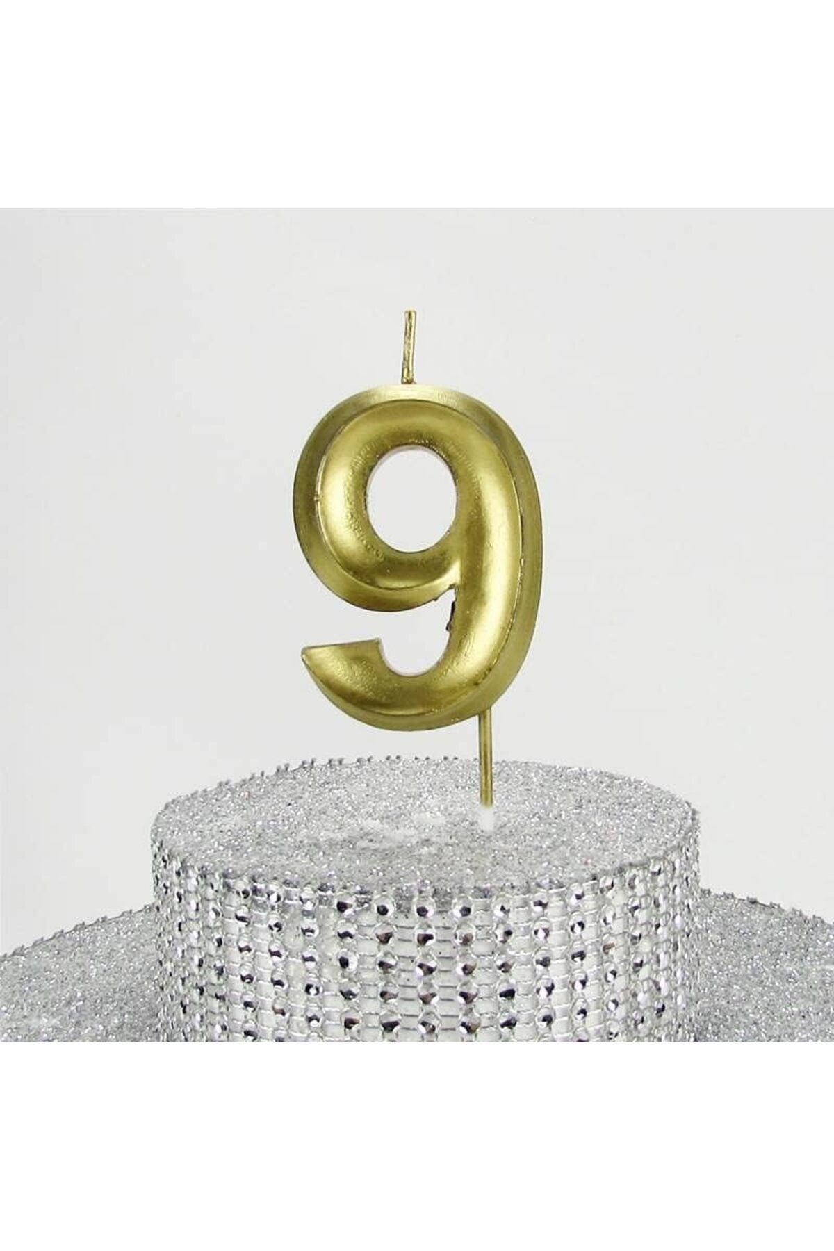 yenibagshop VİTRİNİ 9 Dokuz Rakamlı Gold (Altın) Mum 6.5 Cm