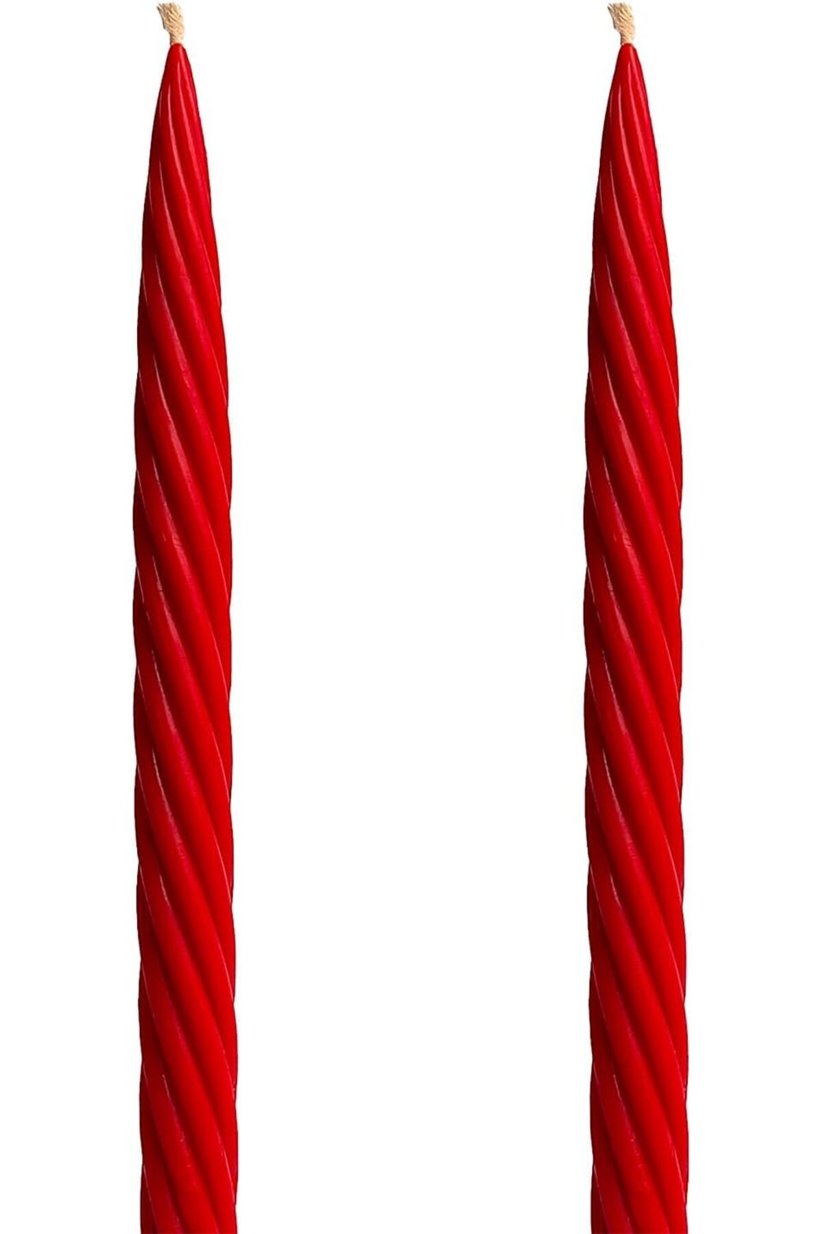 STOREMAX mrttnca Balmumu Mum Kırmızı (2 Adet 27.5Cm) Kalın Burgu Burgulu Balmumu Şamdan Mumu Dekoratif M