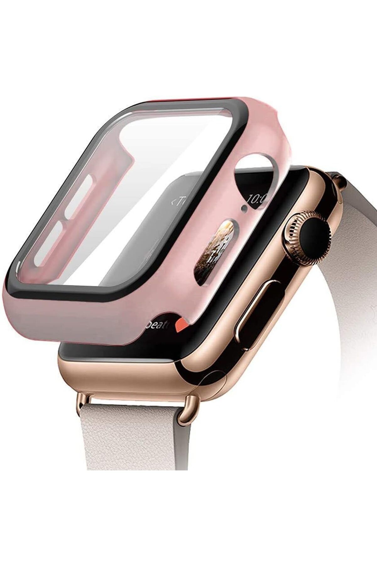 STOREMAX htpshopmx Watch Seri 42MM /44MM /45MM ile Uyumlu Kasa ve Ekran Koruyucu Kılıf Temperli Cam 360 Der