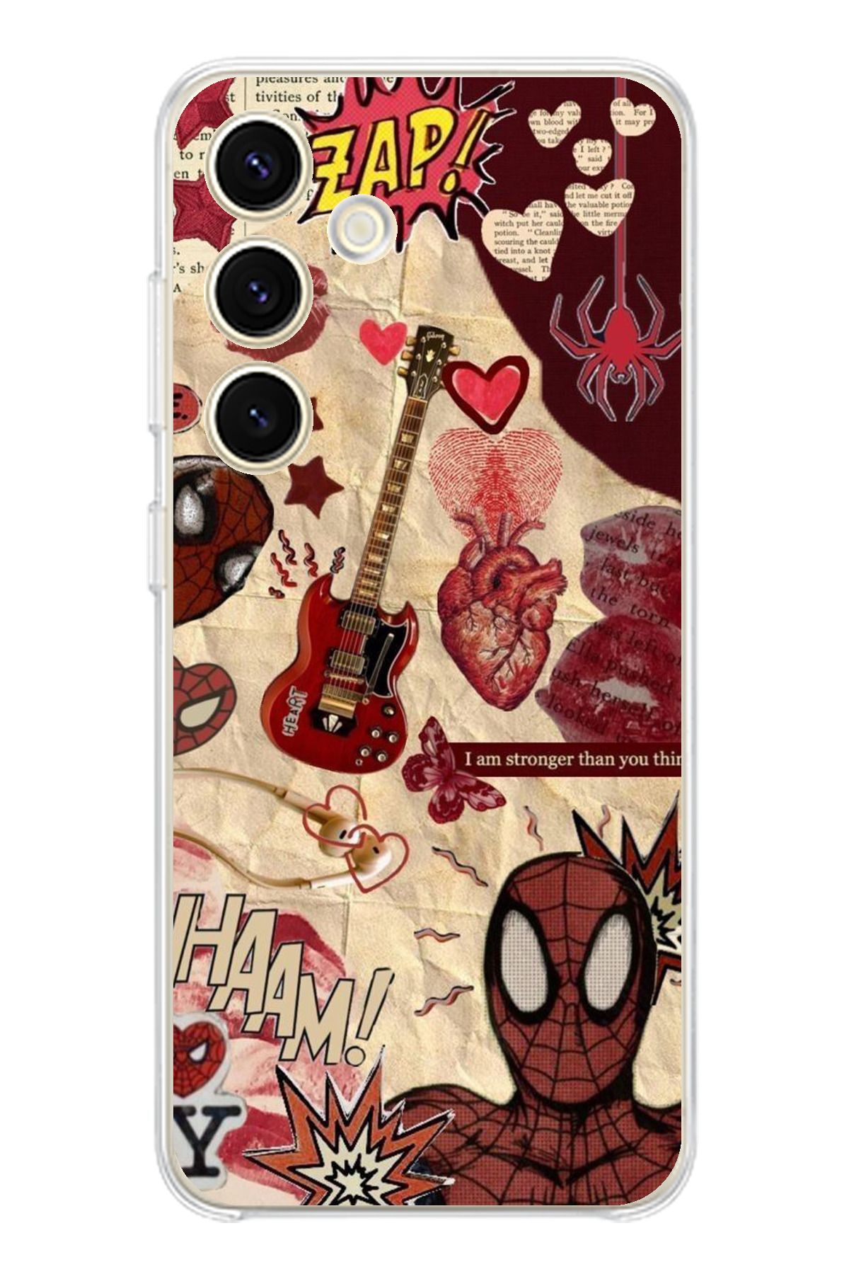 TechTree Samsung Galaxy S24 Uyumlu Vintage Örümcek Şeffaf Silikon Kılıf