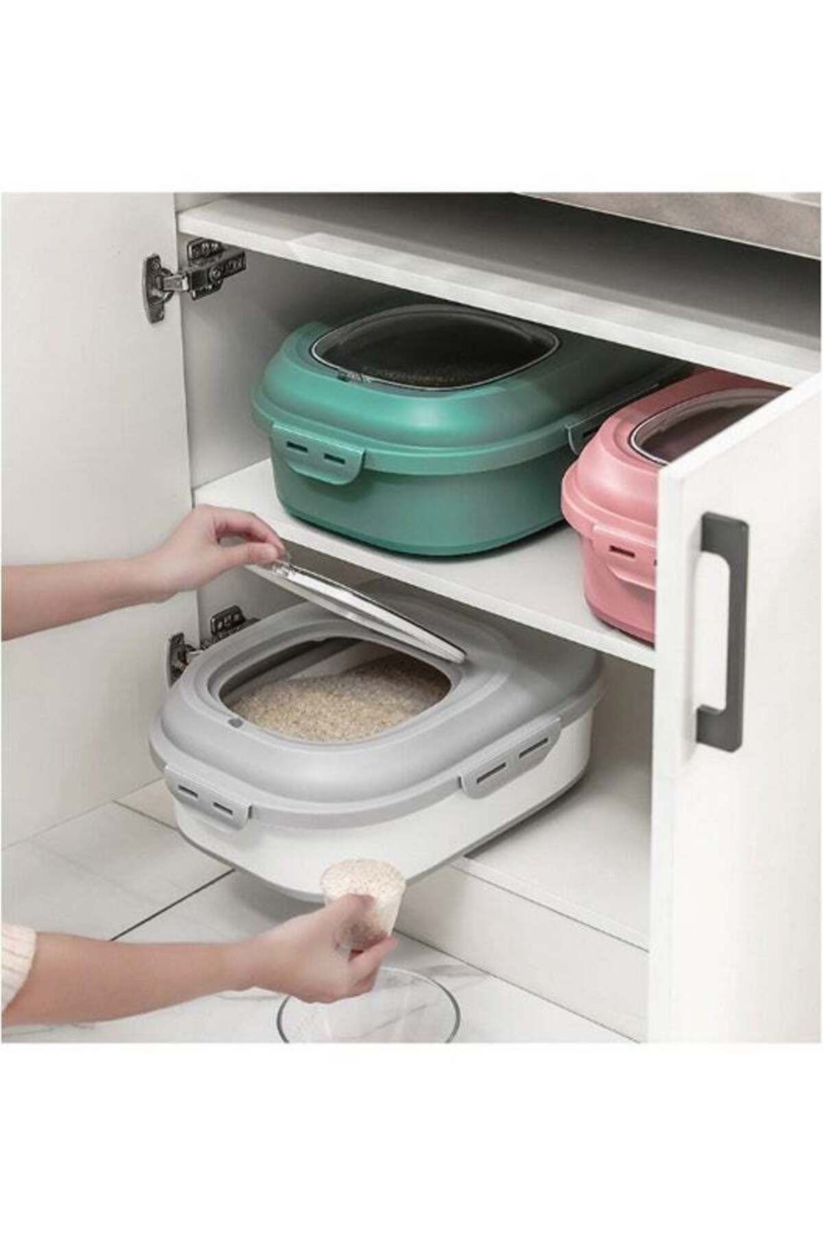 COOYA-Cereal Rice Food Storage Containers, Collapsible, Containers with Rolling Wheel Airtight Locking Lid 8